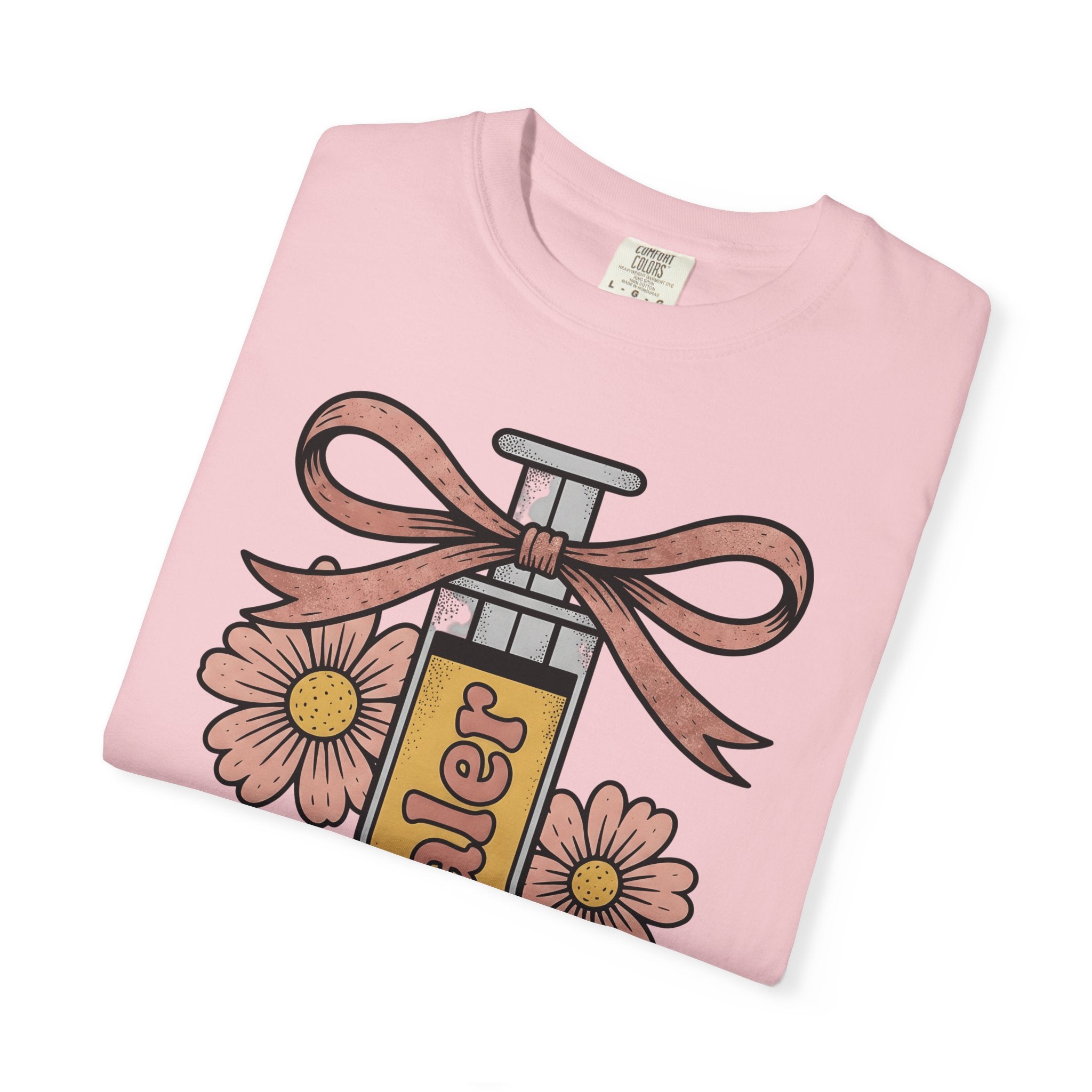 Injection Flowers Shirt Nurses Blooms Gift Women Sketch Tee Floral T-Shirt Nurse Enthusiast Drawing Illustration Retro Ribbon Tshirt