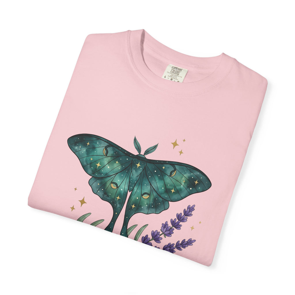 Luna Moth Insect Shirt Boho Chic Environment Gift Women Starry Tee Moth T-Shirt Bohemian Fan Celestial Tshirt Eco Graphic Pigment Lavender