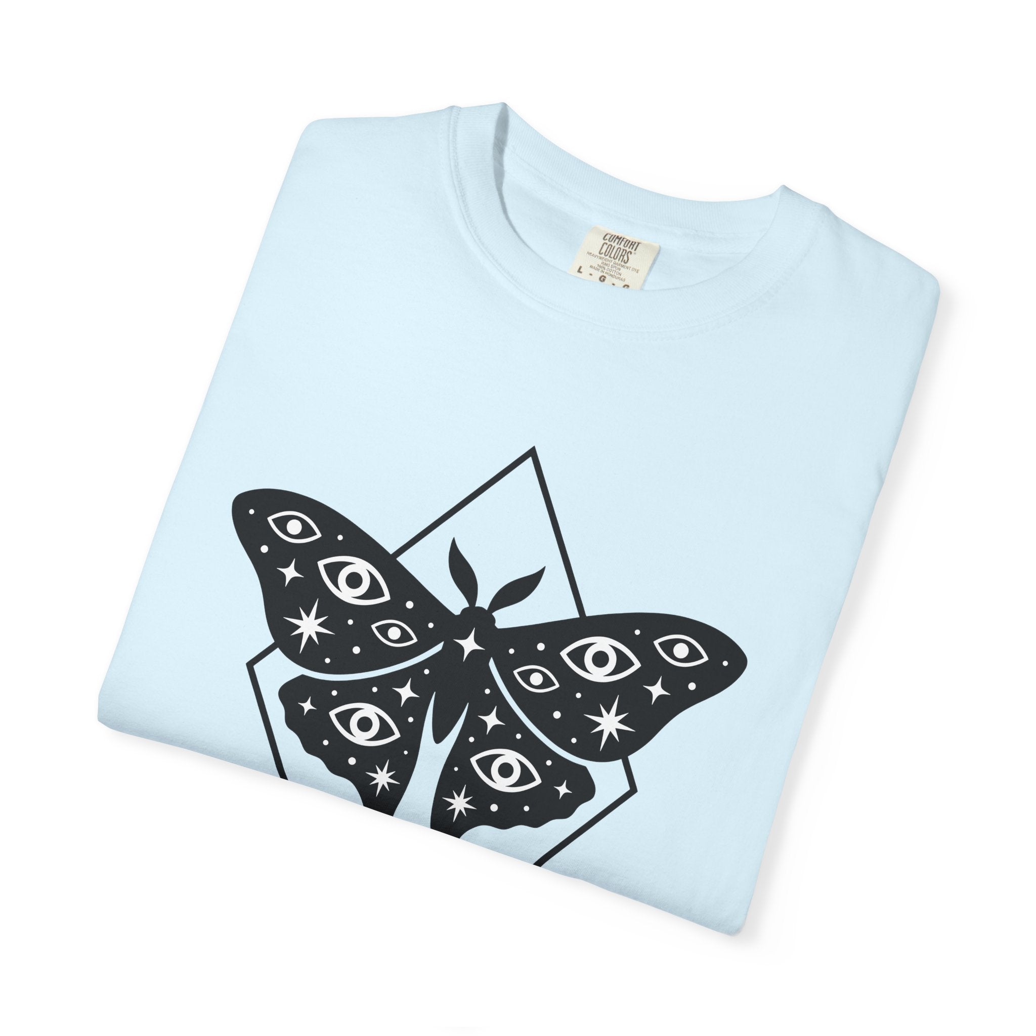 Moth Illustration Shirt Boho Chic Astrology Gift Women Magical Tee Moth T-Shirt Bohemian Fan Mystical Tshirt Zodiac Graphic Simple Sparkles