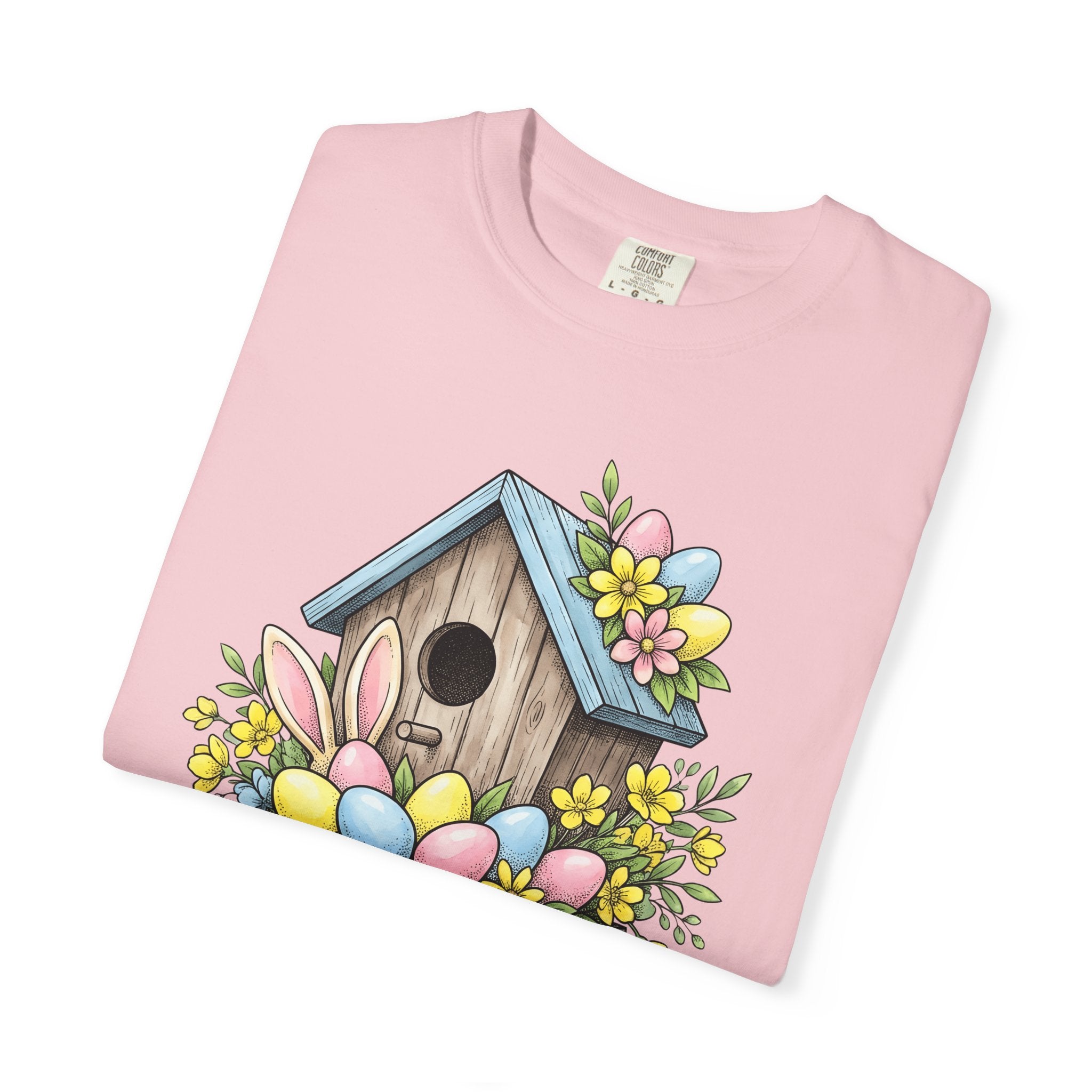 Bunny Bird Home Shirt Easter Outdoor Gift Women Line Art Tee Rabbit T-Shirt Spring Fan Minimalist Tshirt Nature Graphic Classic Light Eggs