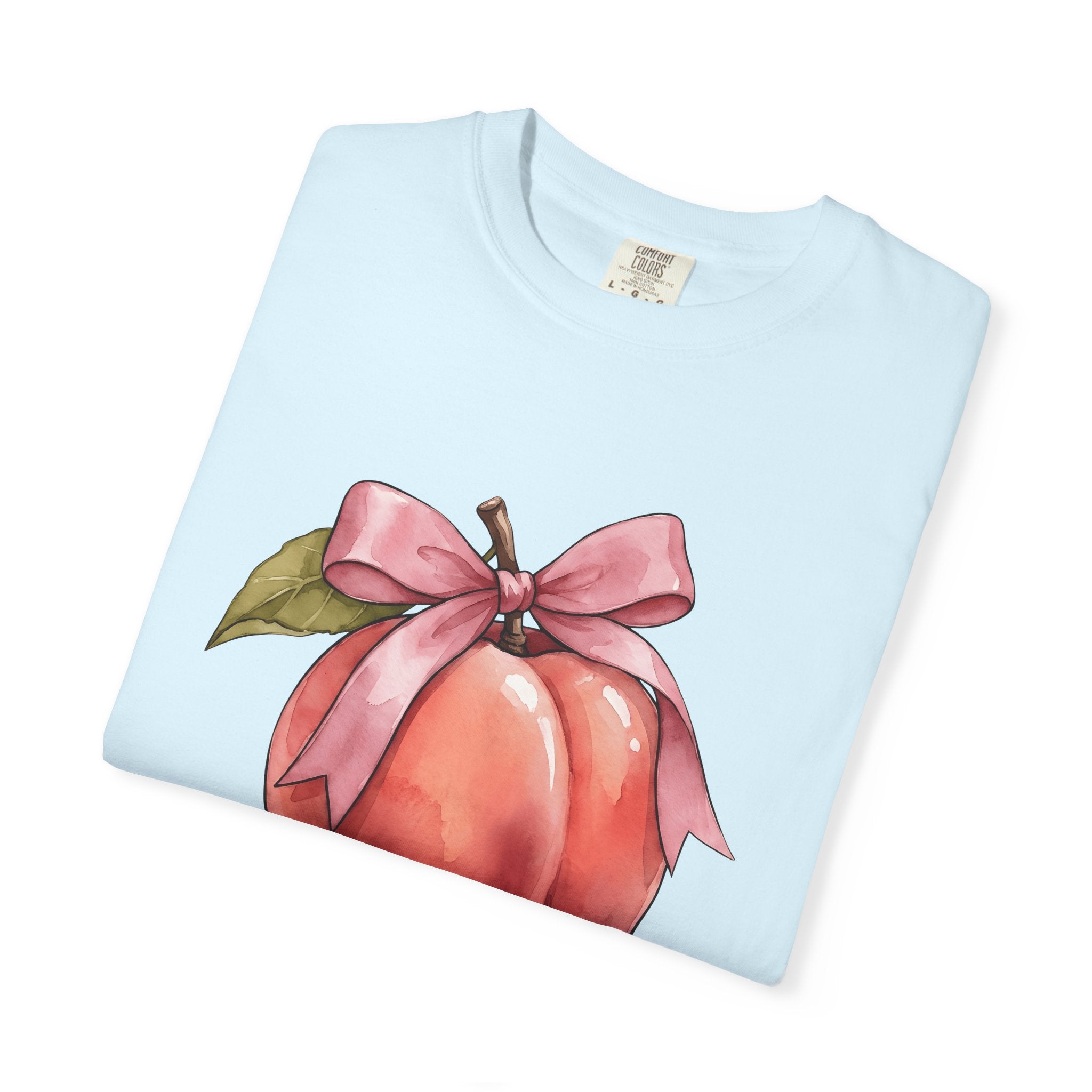 Peach Bow Shirt Cute Harvest Gift Women Ink Tee Bow T-Shirt Kawaii Fan Tattoo Tshirt Autumn Graphic Pencil Foliage Tshirt