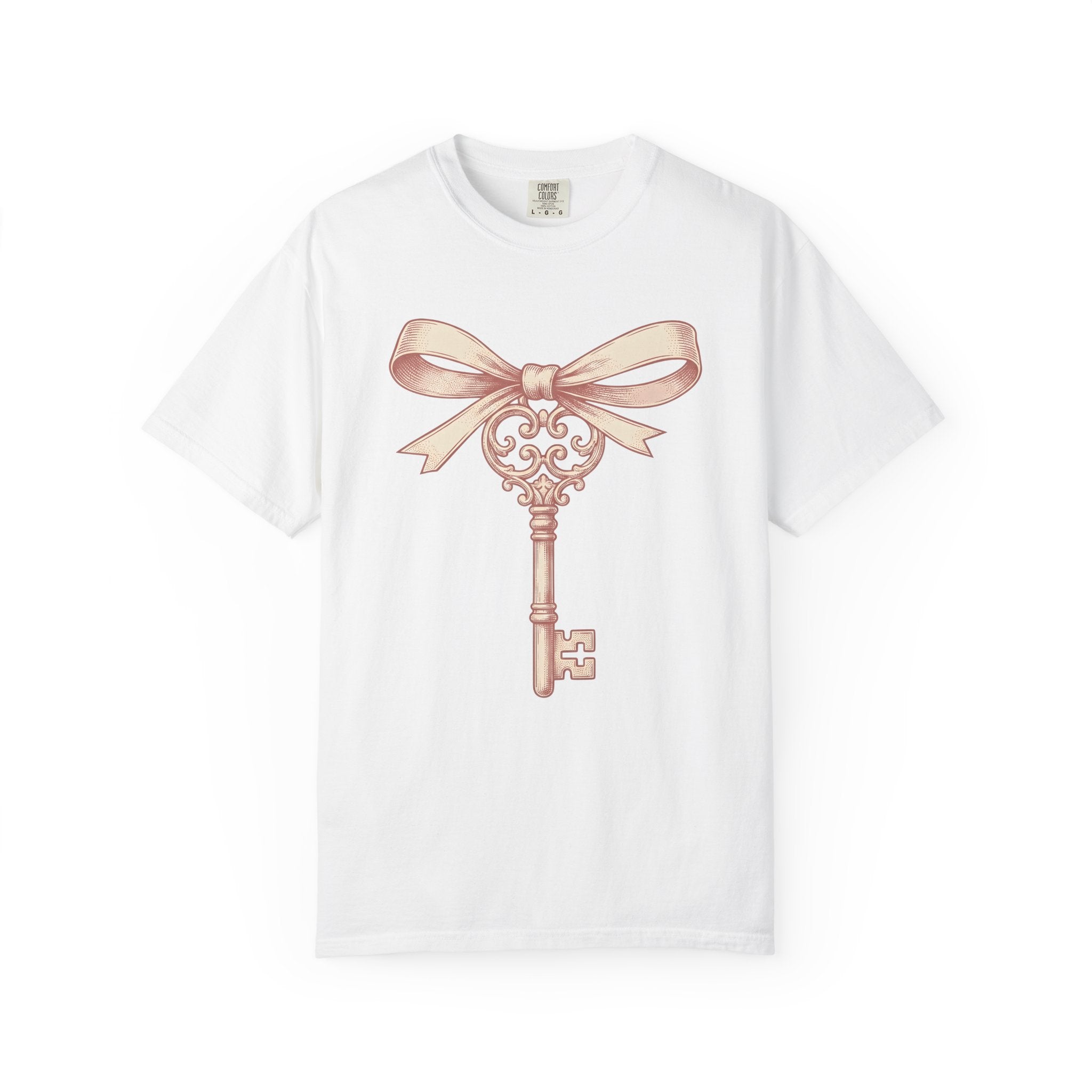Antique Key Shirt Cute Love Gift Women Sketch Tee Skeleton Key T-Shirt Adorable Fan Key Illustration Vintage Handle Tshirt