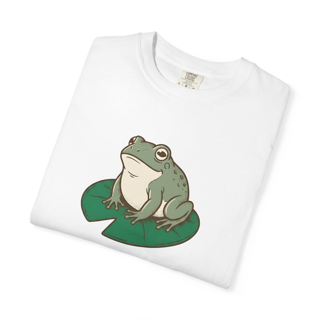 Frog Water Lily Shirt Valentines Wildlife Gift Women Comic Tee Toad T-Shirt Valentine Fan Cartoon Tshirt Animal Graphic Retro Plant Tshirt