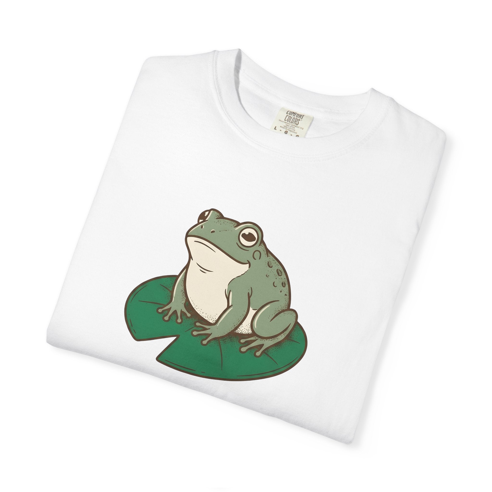 Frog Water Lily Shirt Valentines Wildlife Gift Women Comic Tee Toad T-Shirt Valentine Fan Cartoon Tshirt Animal Graphic Retro Plant Tshirt