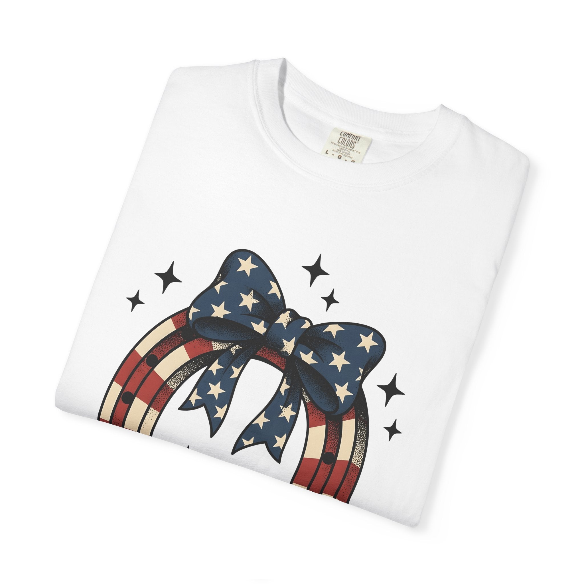Patriotic Horseshoe Shirt 4th Of July Western Gift Women Vintage Tee Horseshoe T-Shirt Independence Day Fan Distressed Tshirt Cowboy Graphic