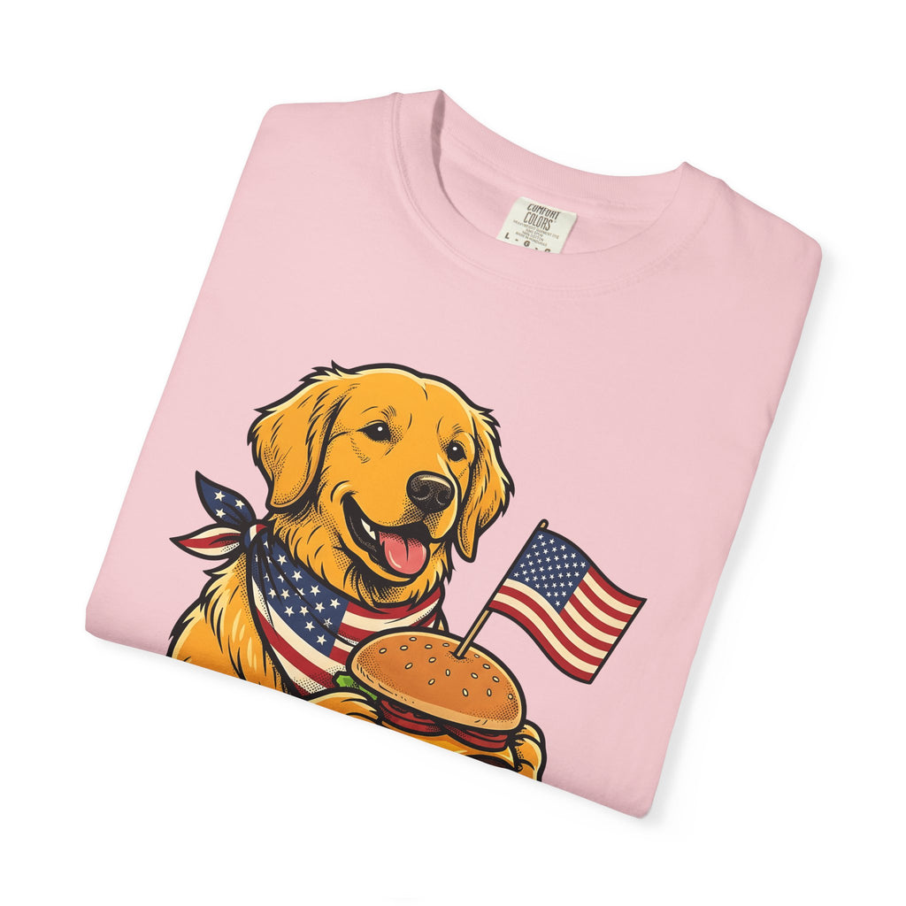 Golden Retriever Shirt America/4th Of July Animal Gift Women Comic Tee Retriever T-Shirt Patriot Fan Cartoon Tshirt Creature Graphic Hand