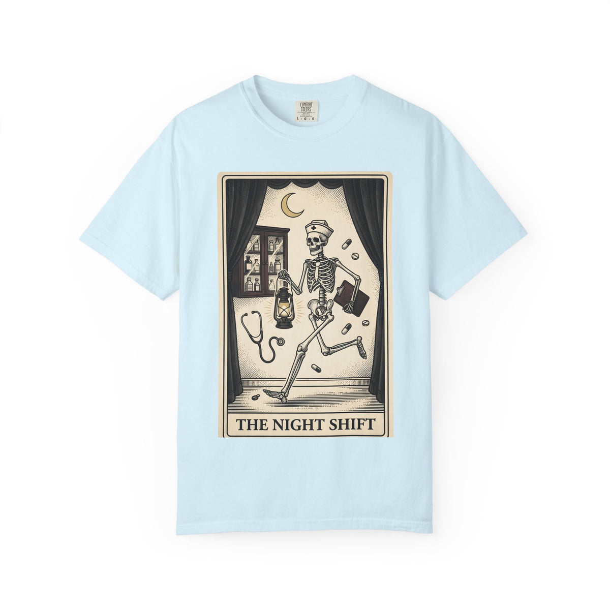 Skeleton Nurse Shirt Nurse Horror Gift Women Hand Drawn Tee Bones T-Shirt Rn Fan Skull Tshirt Horror Graphic American Traditional Tattoo