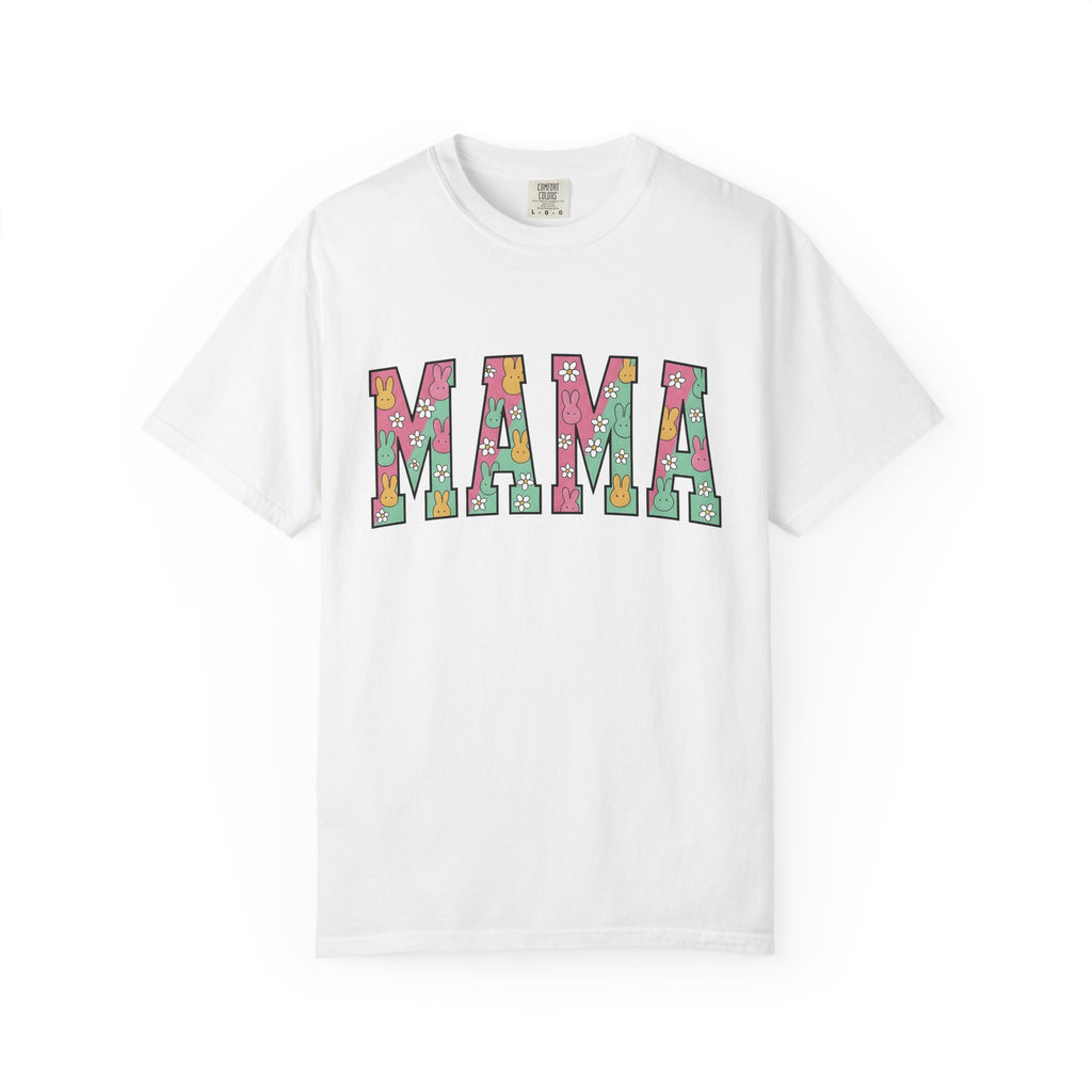 Rabbit Floral Print Shirt Easter Mother Gift Women Kawaii Tee Bunny T-Shirt Easter Fan Cute Tshirt Mom Graphic Soft Colors Daisy Bouquet