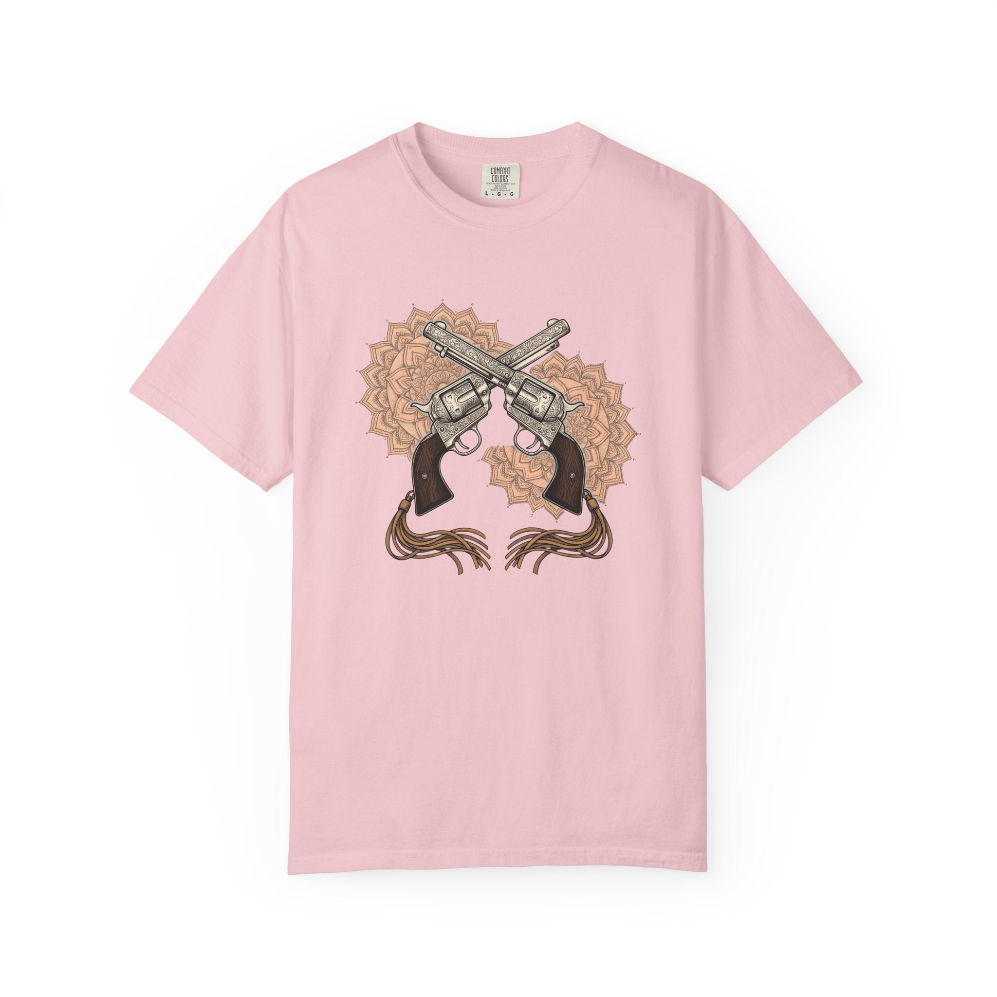 Cowboy Guns Shirt Cowgirl Ranch Gift Women Rustic Tee Revolver T-Shirt Cowboy Fan Western Tshirt Farm Graphic Retro Floral Pattern Tshirt
