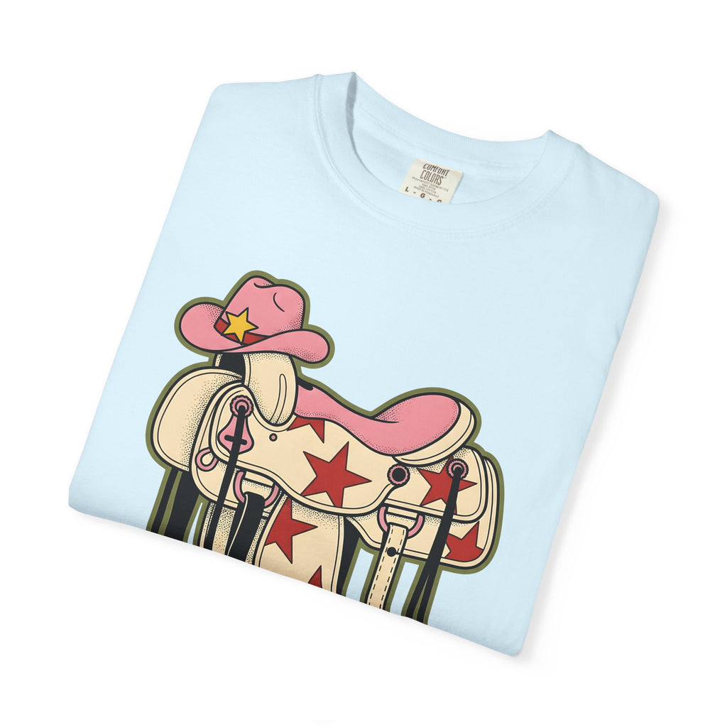 Western Saddle Shirt Cowgirl Western Gift Women Bold Graphic Tee Saddle T-Shirt Rodeo Fan Graphic Tshirt Country Graphic Retro Cowboy Hat