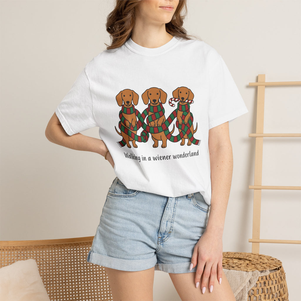 Sausage Dogs Shirt Christmas Pet Parent Gift Women Caricature Tee Dachshund T-Shirt Christmas Fan Wiener Dog Tshirt Pet Graphic Sleek