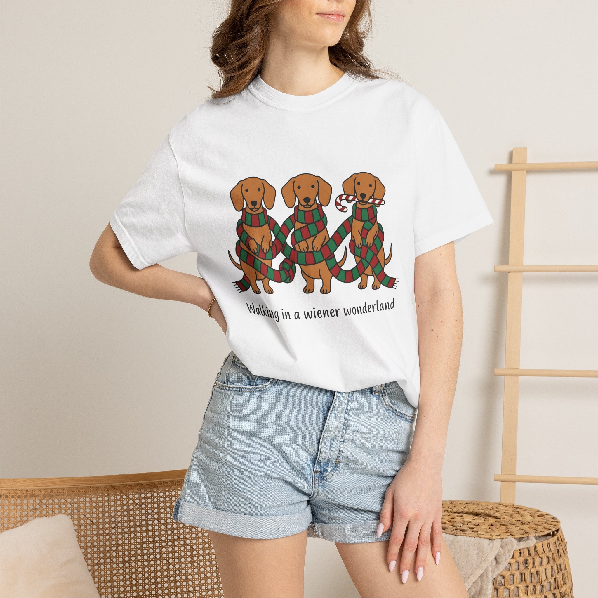 Sausage Dogs Shirt Christmas Pet Parent Gift Women Caricature Tee Dachshund T-Shirt Christmas Fan Wiener Dog Tshirt Pet Graphic Sleek