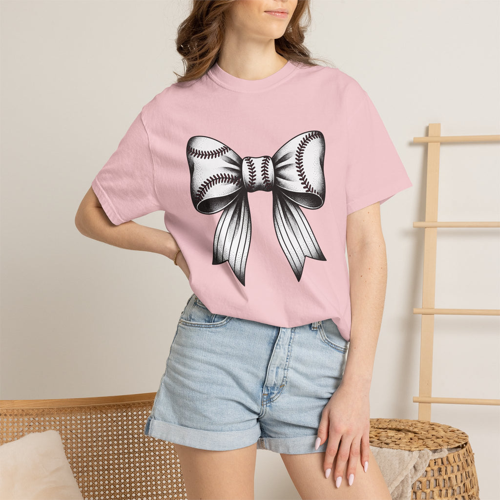 Baseball Bow Clip Shirt Moms Games Gift Women Old School Tattoo Tee Hair Clips T-Shirt Mother Fan Tattooed Tshirt Sports Graphic Hand Drawn