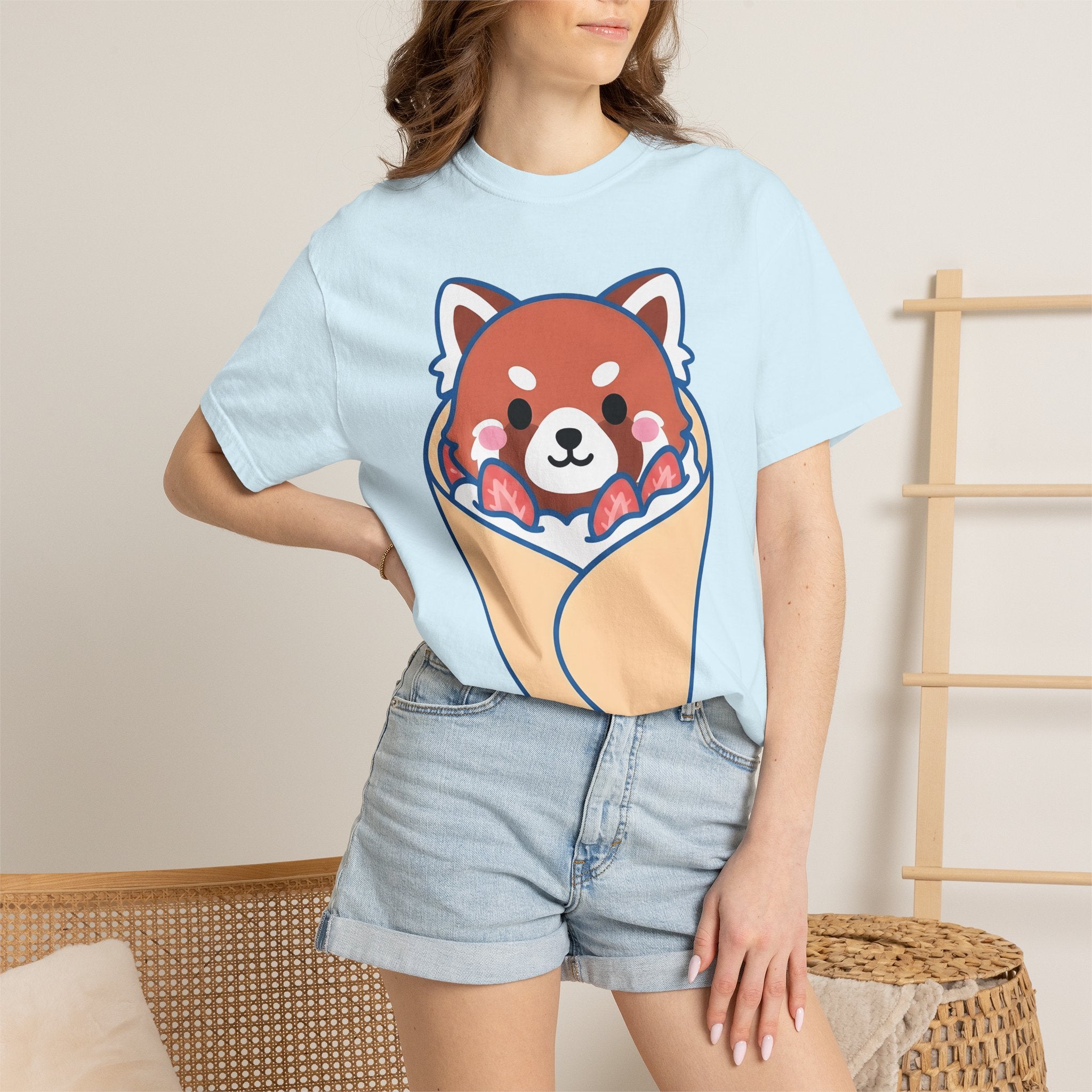Red Panda Crepe Shirt Desserts Animal Gift Women Kawaii Tee Crepes T-Shirt Pastry Fan Crepe Tshirt Wildlife Graphic Cartoon Whipped Cream