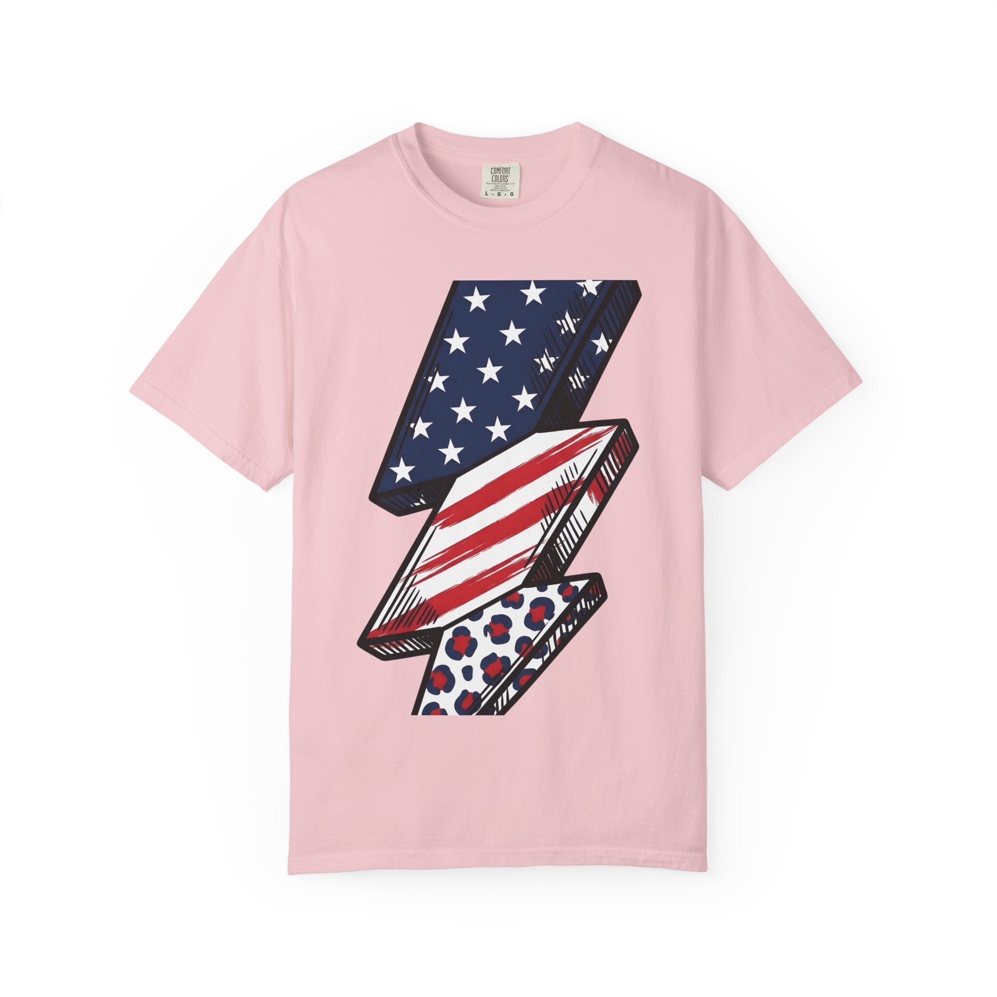 American Lightning Bolt Shirt 4th Of July Independence Gift Women Digital Art Tee Lightning T-Shirt Patriot Fan Graphic Tshirt Freedom