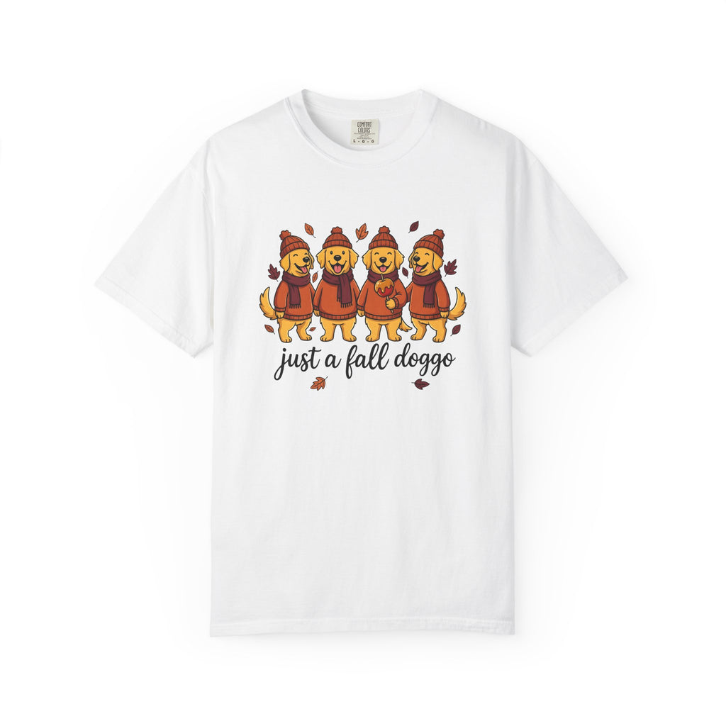 Golden Retriever Puppies Shirt Fall Animal Gift Women Anime Tee Puppy T-Shirt Autumn Fan Cartoon Tshirt Creature Graphic Doodle Maple Leaves