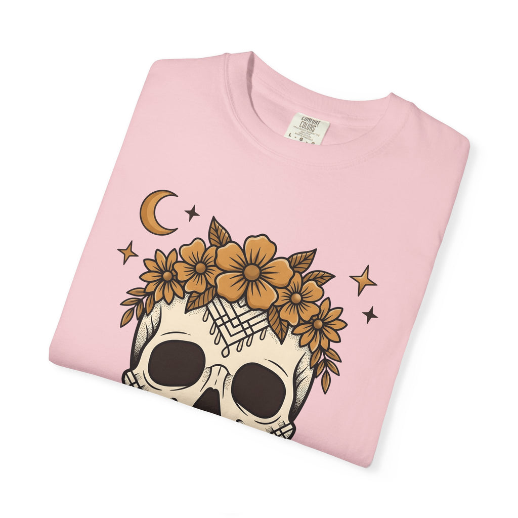 Skeleton Floral Shirt Halloween Macabre Gift Women Flash Tee Skull Flower T-Shirt Horror Fan Tattoo Tshirt Dark Graphic Ethnic Night Orb