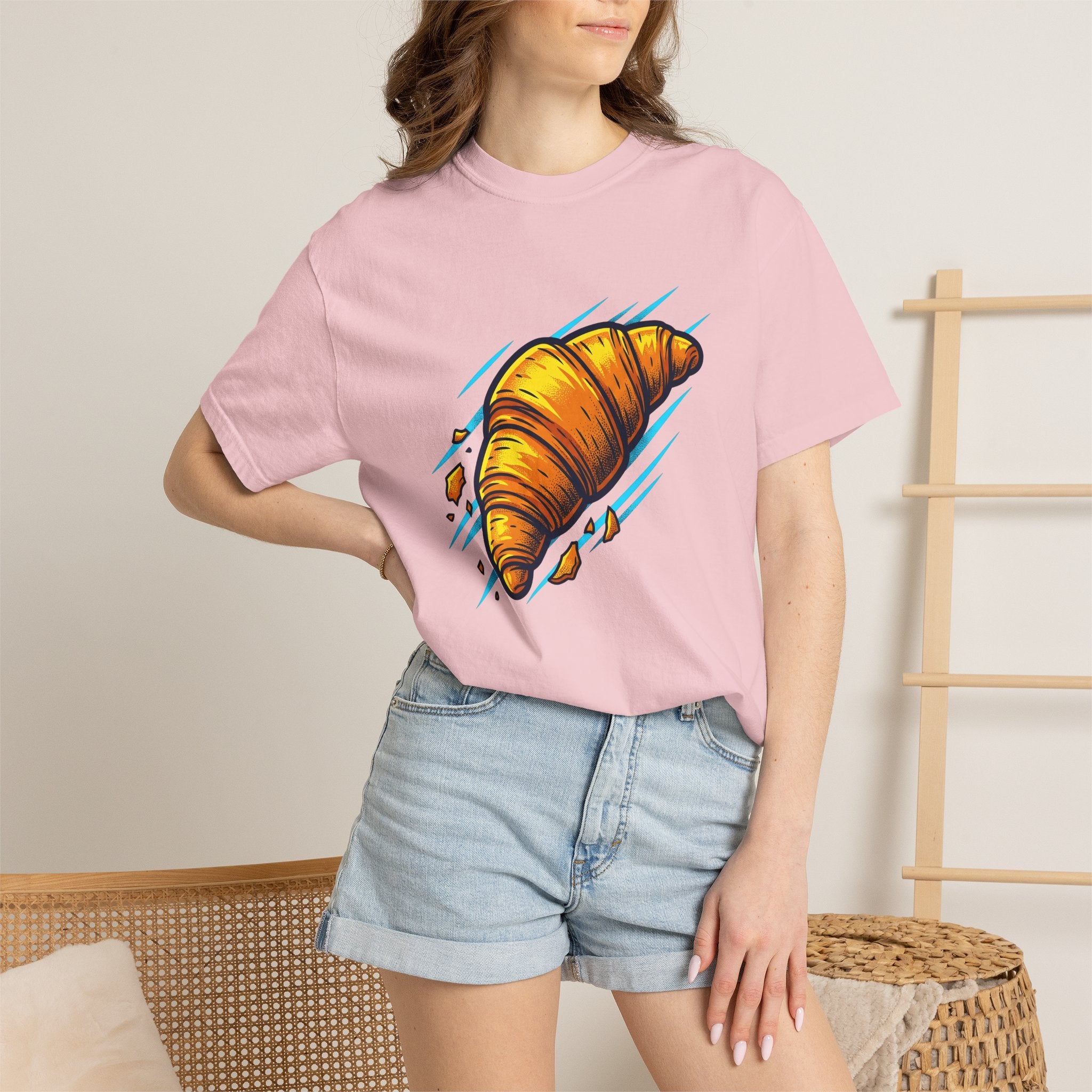 Croissant Shirt Desserts Breakfast Gift Women Bold Tee Croissant T-Shirt Pastry Fan Vintage Tshirt Morning Graphic Retro Pastry Crumbs