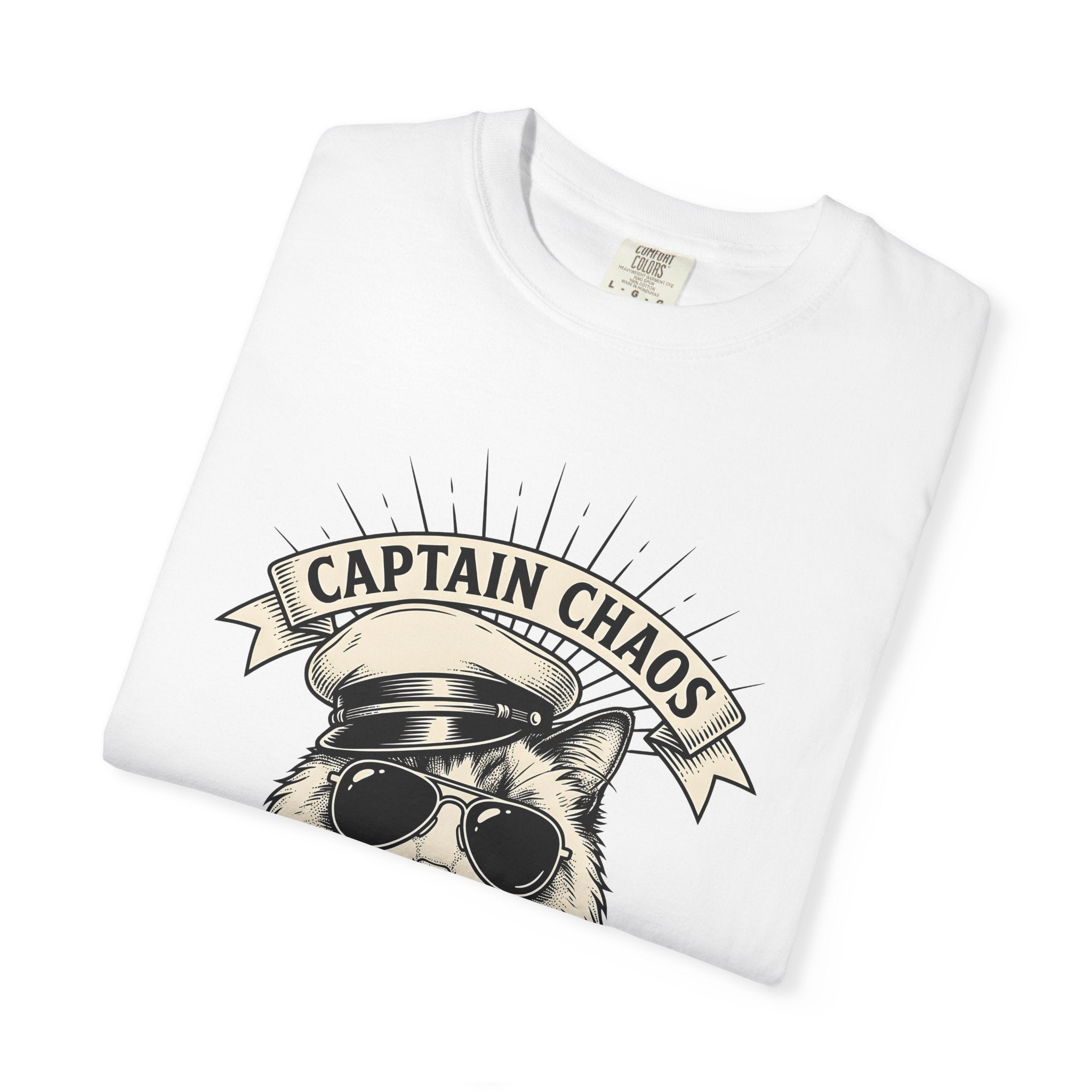 Cat Sunglasses Shirt Cat Humor Gift Women Vintage Tee Cool Cat T-Shirt Feline Fan Retro Tshirt Funny Graphic Hand Drawn Captain Hat Tshirt