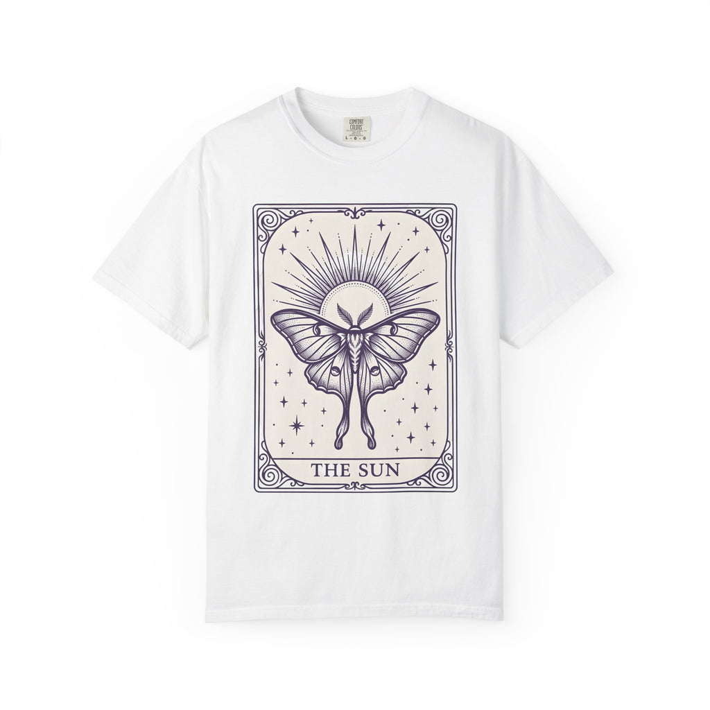 Luna Moth Sun Shirt Boho Chic Magic Gift Women Outline Tee Moon Moth T-Shirt Hippie Fan Minimalist Tshirt Mystical Graphic Retro Star Tshirt