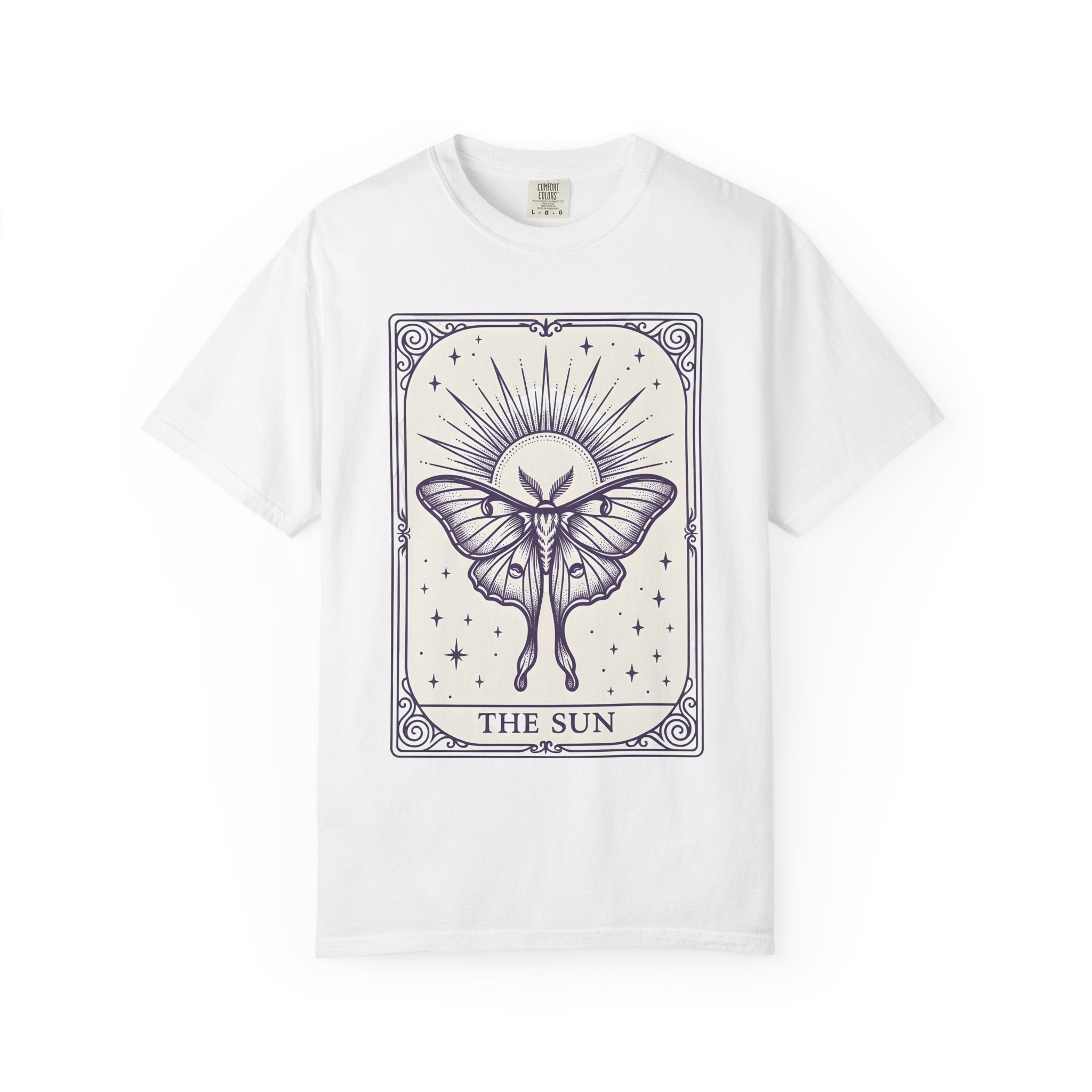 Luna Moth Sun Shirt Boho Chic Magic Gift Women Outline Tee Moon Moth T-Shirt Hippie Fan Minimalist Tshirt Mystical Graphic Retro Star Tshirt