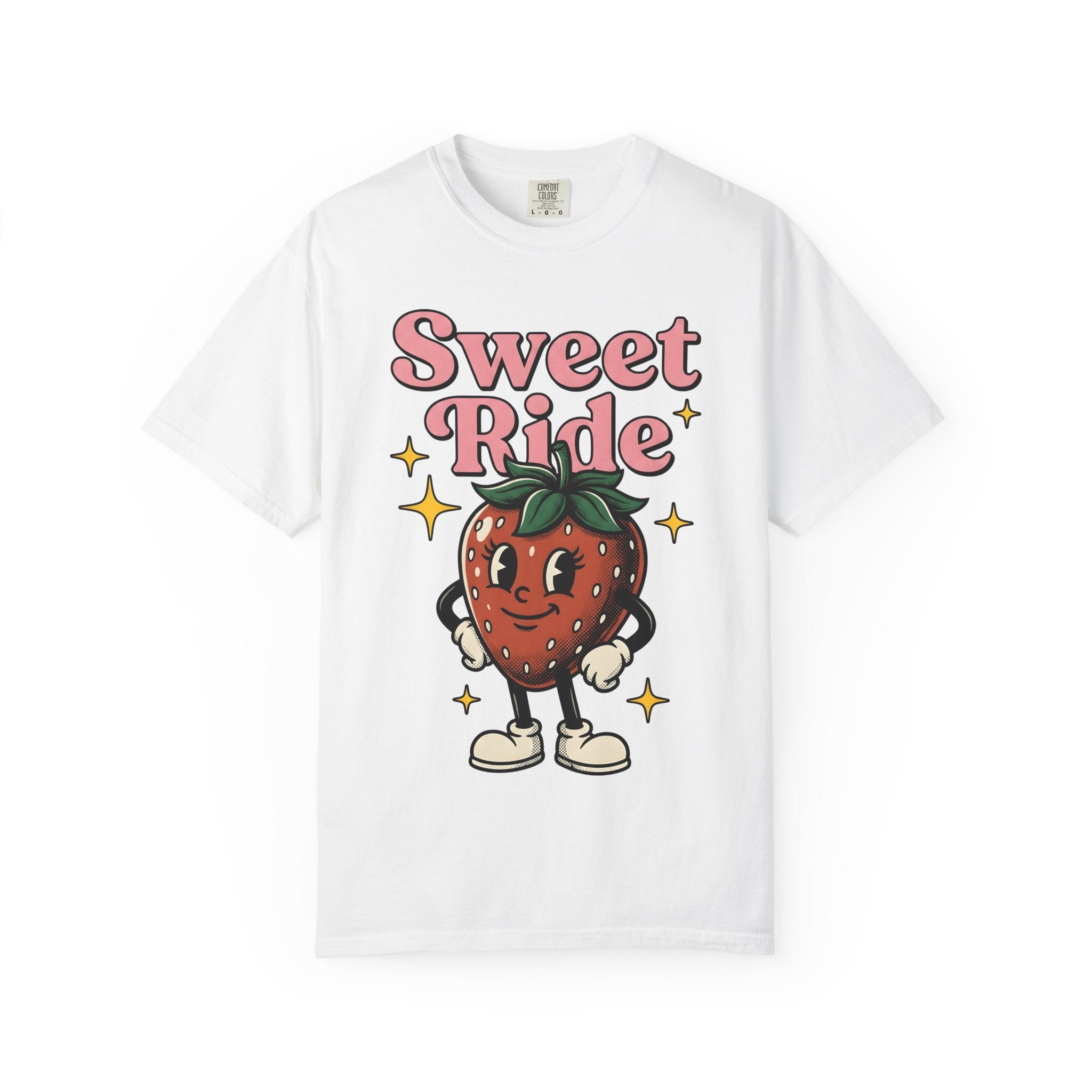 Strawberry Character Shirt Cute Fruit Gift Women Cartoon Tee Berry T-Shirt Adorable Fan Kawaii Tshirt Fruit Graphic Retro Stars Tshirt