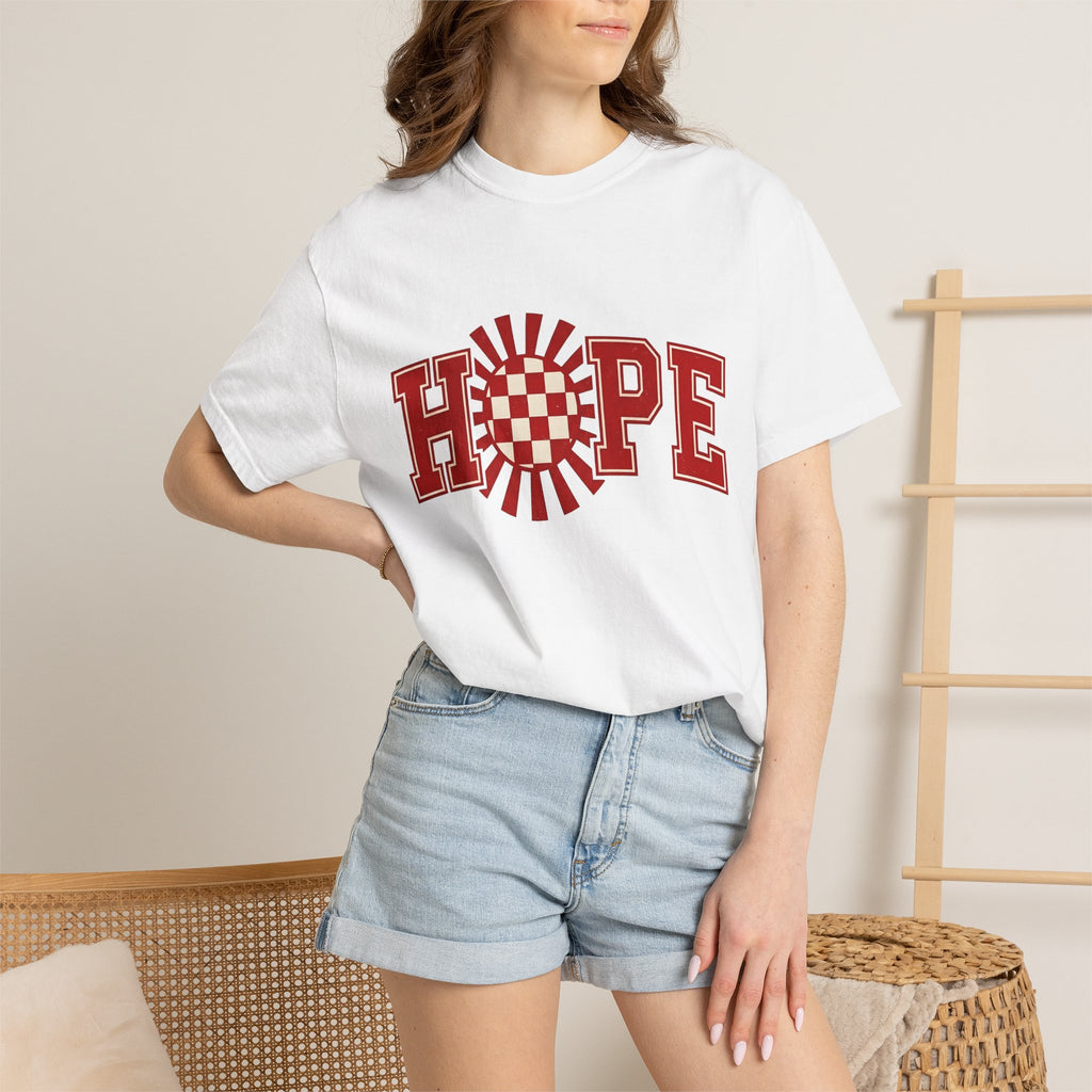 Radiating Checkered Pattern Shirt St. Valentine's Day Encouragement Gift Women Athletic Tee Plaid T-Shirt Valentine Fan Sporty Tshirt