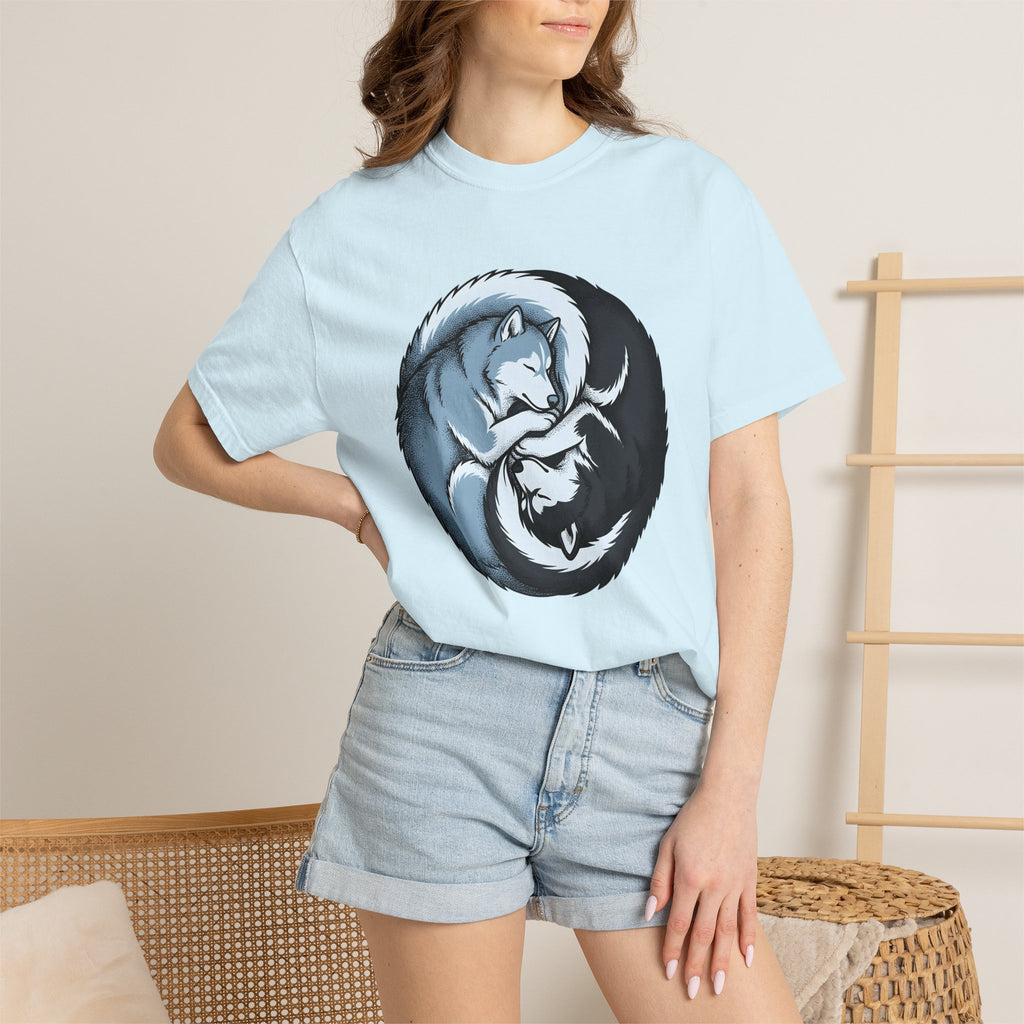 Husky Dogs Shirt Dog Fauna Gift Women Line Art Tee Siberian Husky T-Shirt Dog Fan Wildlife Graphic Design Illustration Graphic Yin Yang