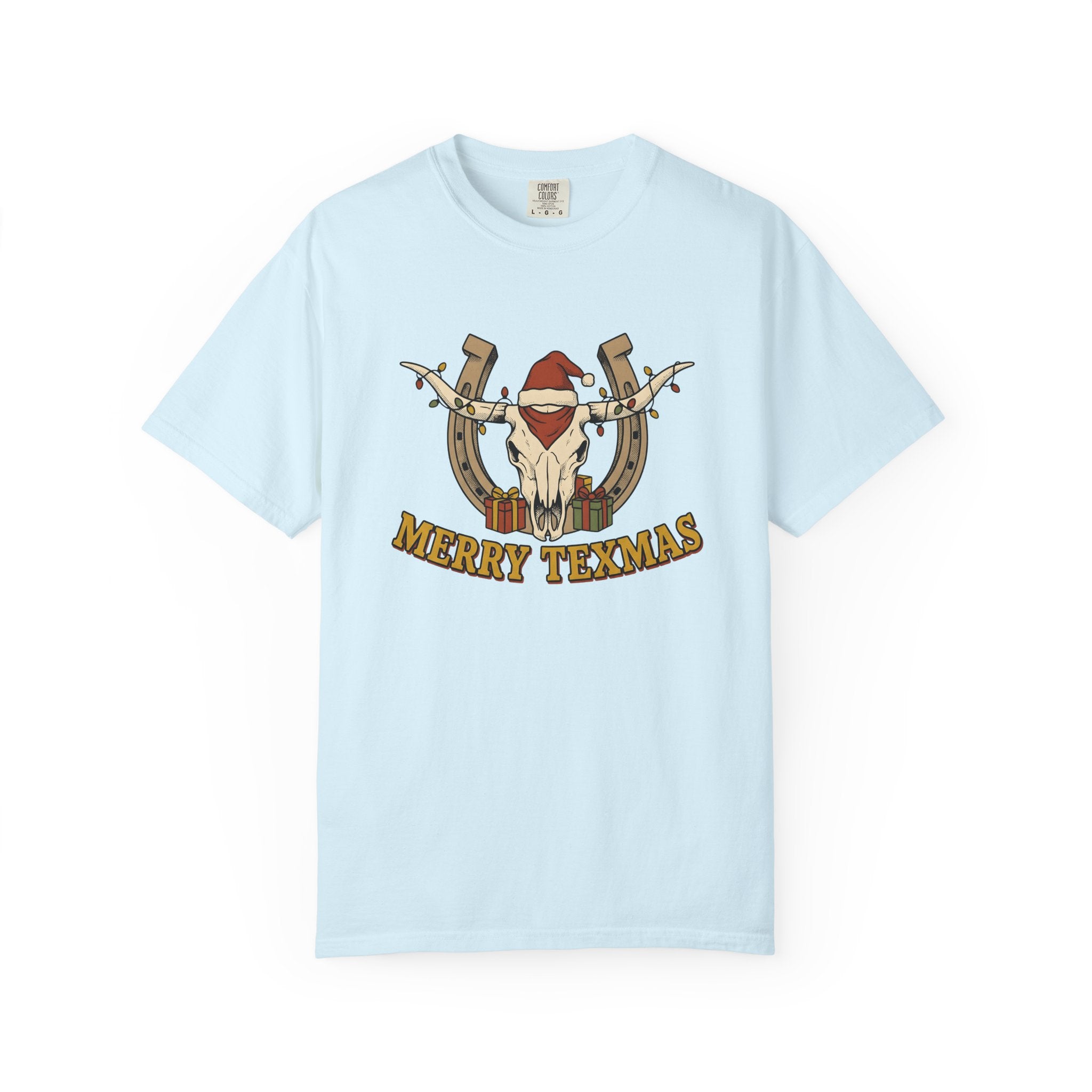 Bull Skull Shirt Christmas Rodeo Gift Women Tribal Tee Cow Skull T-Shirt Xmas Fan Native Tshirt Rodeo Graphic Country Western Horseshoe