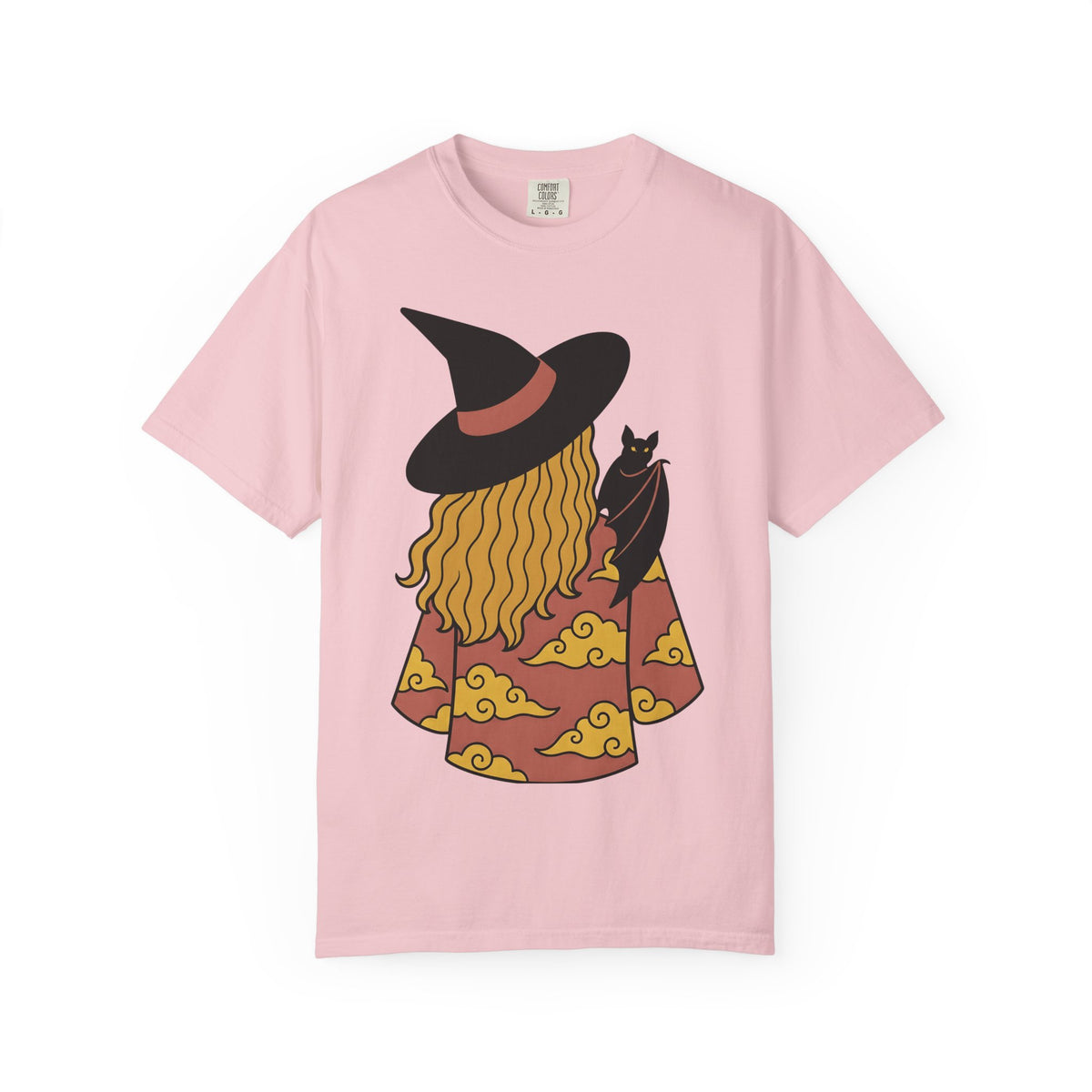 Witch Bat Shirt Halloween Spell Gift Women Animated Tee Vampire Bat T-Shirt Horror Fan Cartoon Tshirt Magic Graphic Basic Clouds Tshirt