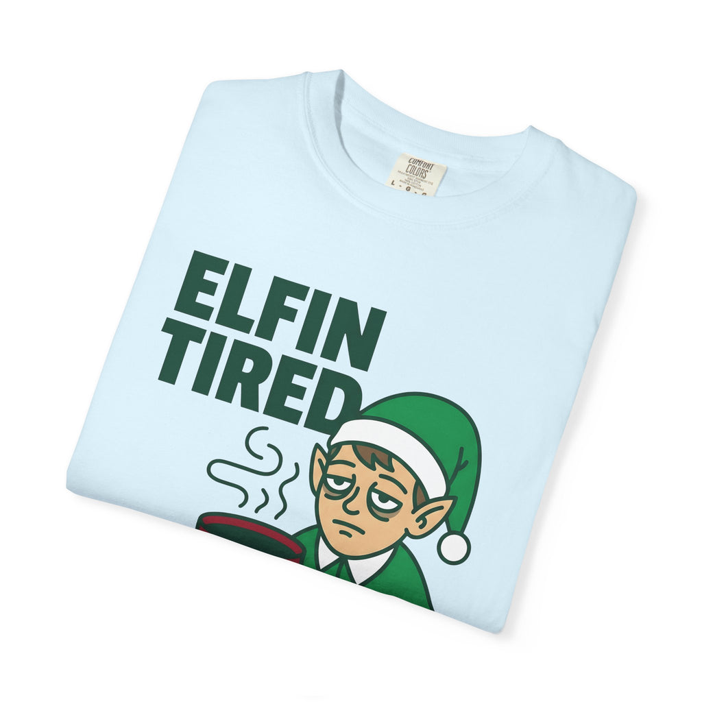 Exhausted Elf Shirt Christmas Funny Gift Women Illustration Tee Elf T-Shirt Christmas Fan Elf Tshirt Humorous Graphic Hand Drawn Hot