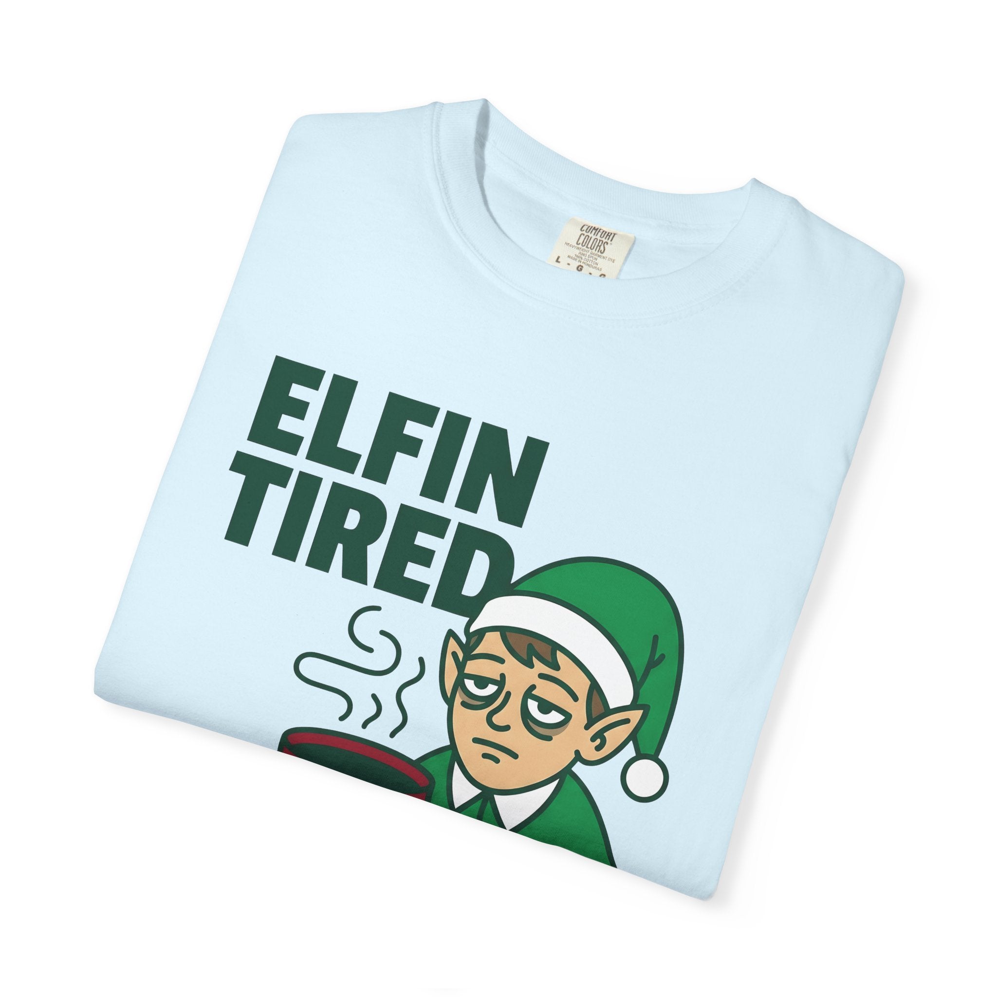 Exhausted Elf Shirt Christmas Funny Gift Women Illustration Tee Elf T-Shirt Christmas Fan Elf Tshirt Humorous Graphic Hand Drawn Hot