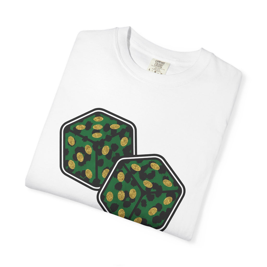 Lucky Dice Shirt St Patrick's Day Odds Gift Women Line Art Tee Dice T-Shirt Luck Fan Doodle Tshirt Probability Graphic Sketch Shiny Coins