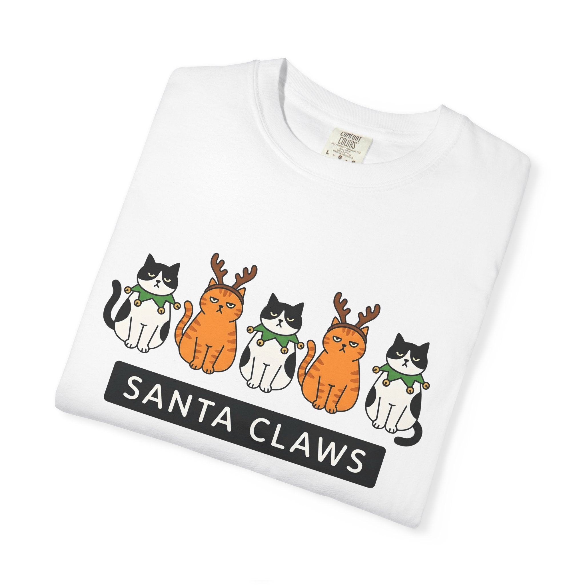Holiday Cats Shirt Christmas Animal Gift Women Comic Tee Kitty Cat T-Shirt Xmas Fan Feline Graphic Tshirt Simple Antler Headband Tshirt