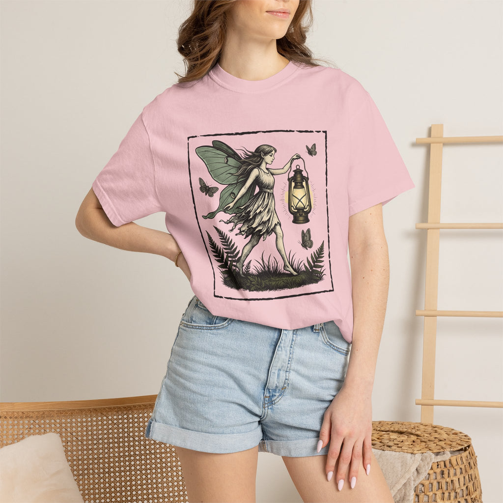 Fairy Lantern Shirt Fairy Fantasy Gift Women Vintage Tee Lantern T-Shirt Fae Fan Retro Tshirt Mythical Graphic Hand Drawn Butterfly Tshirt