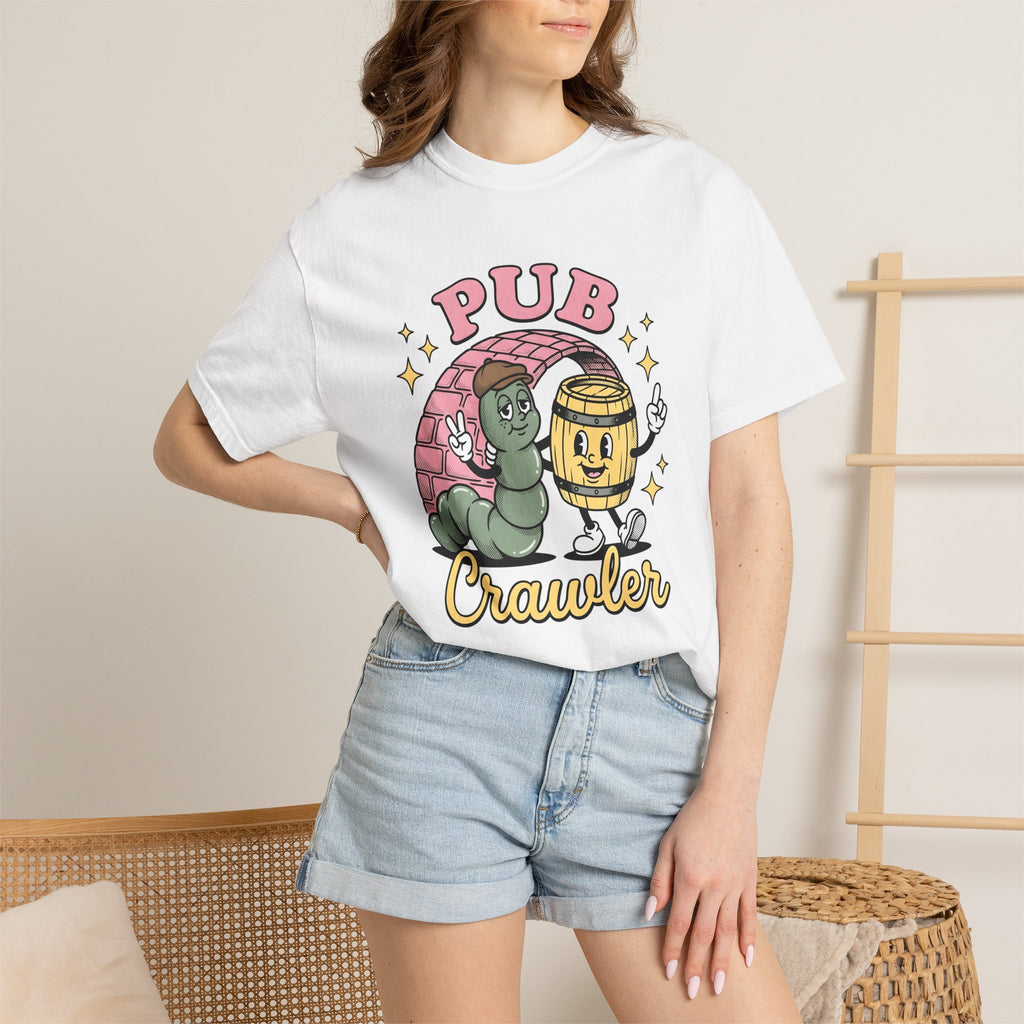 Cartoon Worm Barrel Shirt St Patrick's Day Beverages Gift Women Line Art Tee Worm T-Shirt Luck Fan Illustrated Tshirt Drink Design Cartoon