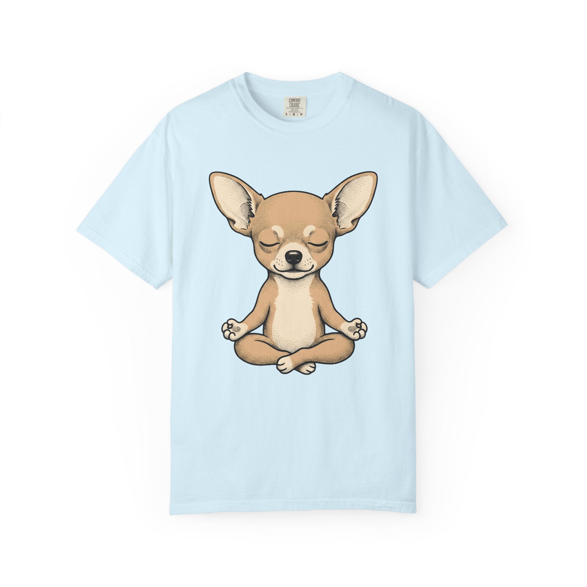 Chihuahua Stretching Shirt Dog Relaxation Gift Women Animated Tee Puppy T-Shirt Dog Fan Cartoon Tshirt Calm Graphic Doodle Seated Pose