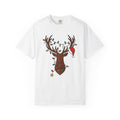 Stag Face Shirt Animals Holiday Gift Women Doodle Tee Deer T-Shirt Wildlife Fan Antler Tshirt Christmas Graphic Sleek String Lights Tshirt