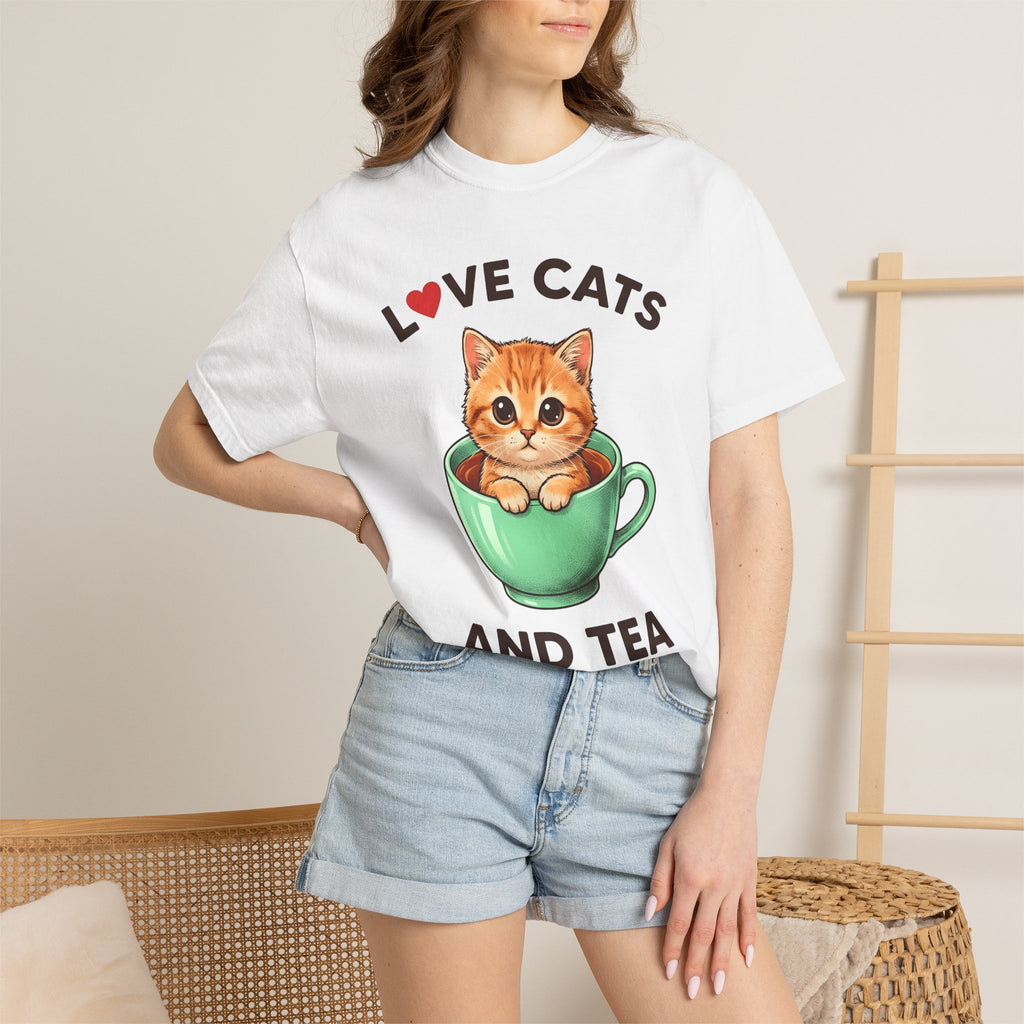 Kitty Teacup Shirt Cat Infusion Gift Women Playful Tee Cat Mug T-Shirt Cat Fan Feline Tshirt Infusion Design Nostalgic Heart Icon Tshirt