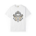 Divine Heart Shirt Boho Chic Mindfulness Gift Women Sketch Tee Sacred Heart T-Shirt Bohemian Enthusiast Drawing Illustration Outline Palms