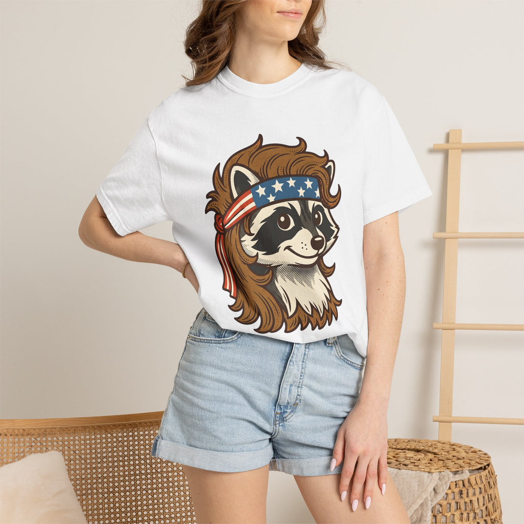 Raccoon Head Wrap Shirt America 4Th Of July Creature Gift Women Hand Drawn Tee Headband T-Shirt Patriot Fan Illustrated Tshirt Animal