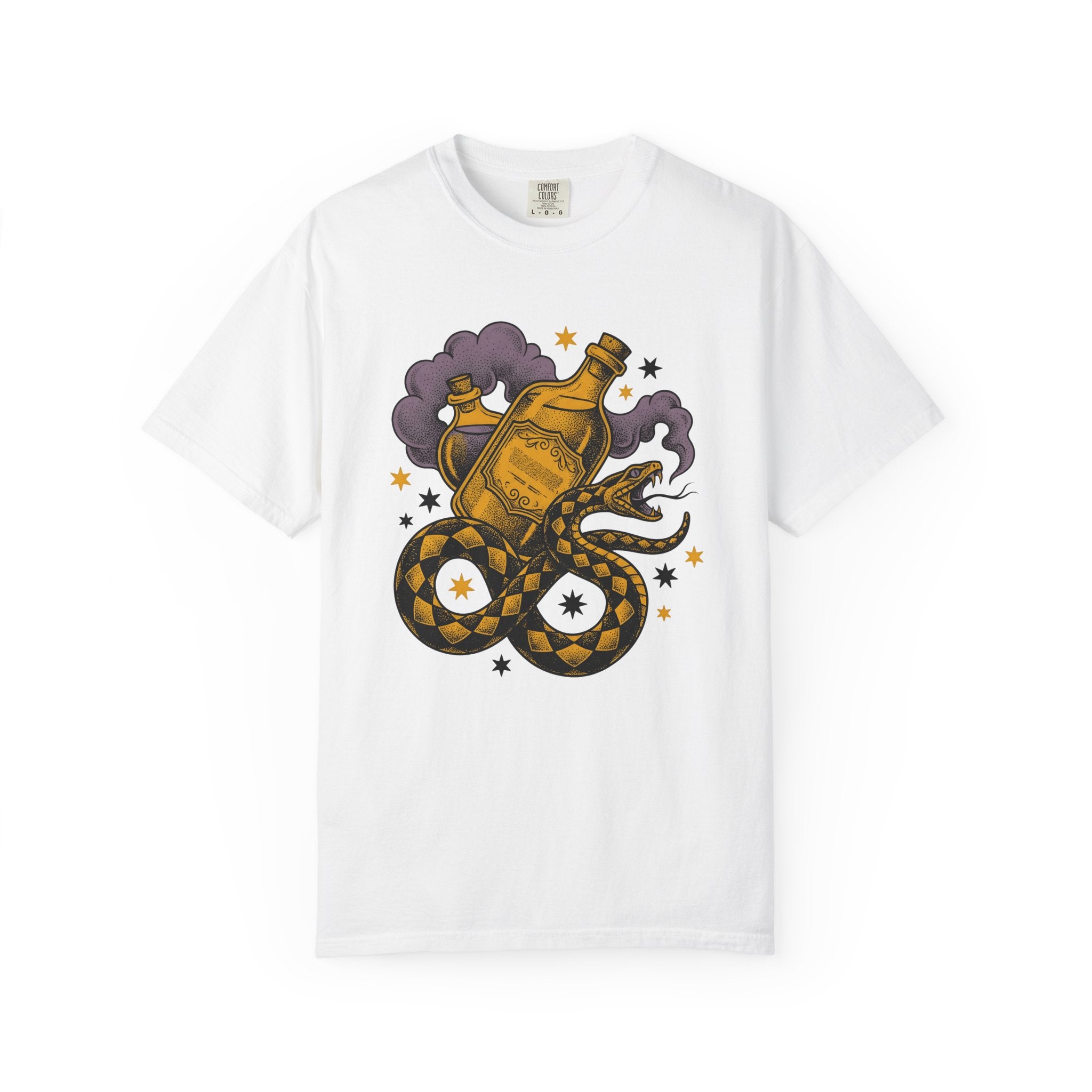 Snake Elixir Jar Shirt Boho Chic Occult Gift Women Body Art Tee Potion Bottle T-Shirt Bohemian Fan Tattoo Art Tshirt Mystical Graphic Old