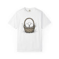 Egg Basket Shirt Easter Nature Gift Women Cartoon Tee Easter Basket T-Shirt Spring Fan Easter Illustration Tshirt Minimalist Grass Tuft