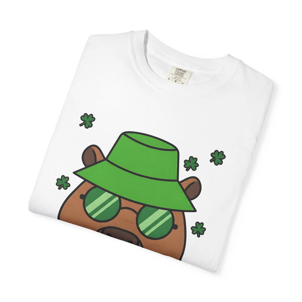 Capybara Shirt St Patrick's Day Critters Gift Women Caricature Tee Rodent T-Shirt Luck Enthusiast Cartoon Tshirt Animal Graphic Line Art