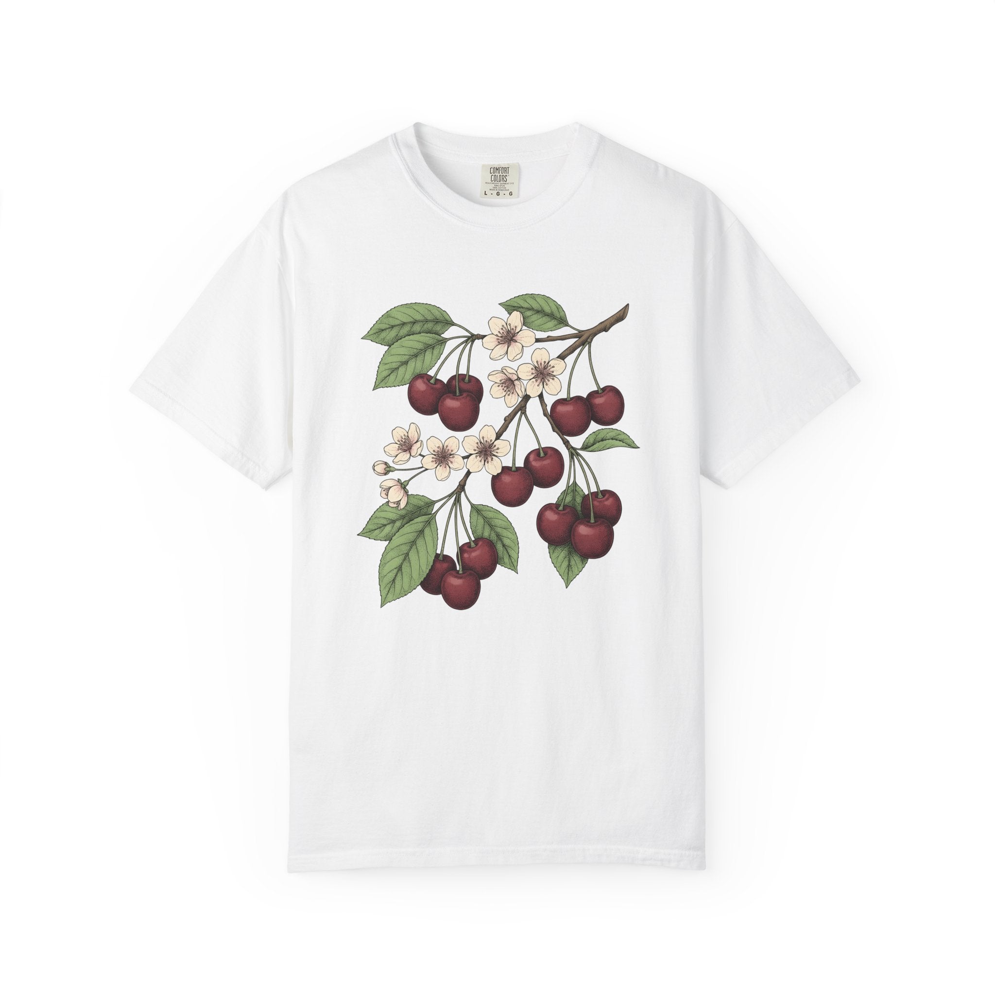 Cherry Sprig Shirt Fruit Plant Gift Women Garden Art Tee Cherry Branch T-Shirt Fruit Fan Botanical Tshirt Floral Graphic Sketch Bud Tshirt