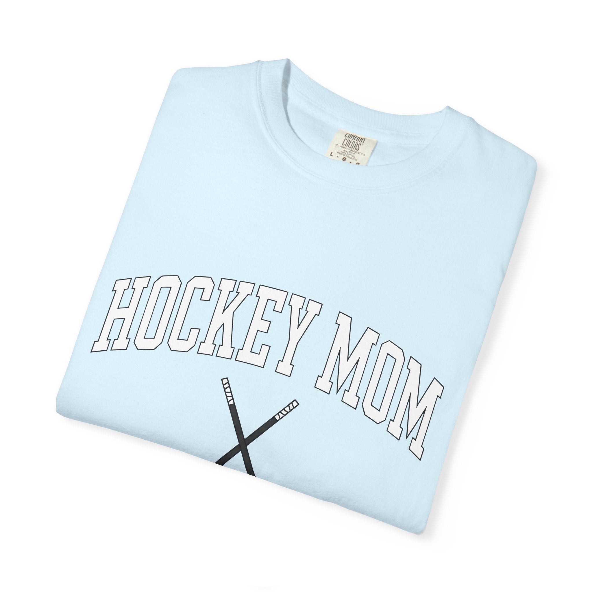 Hockey Stick Puck Shirt Hockey Mama Gift Women Thick Tee Hockey Gear T-Shirt Hockey Fan Bold Tshirt Mom Graphic Athletic Crossed Sticks