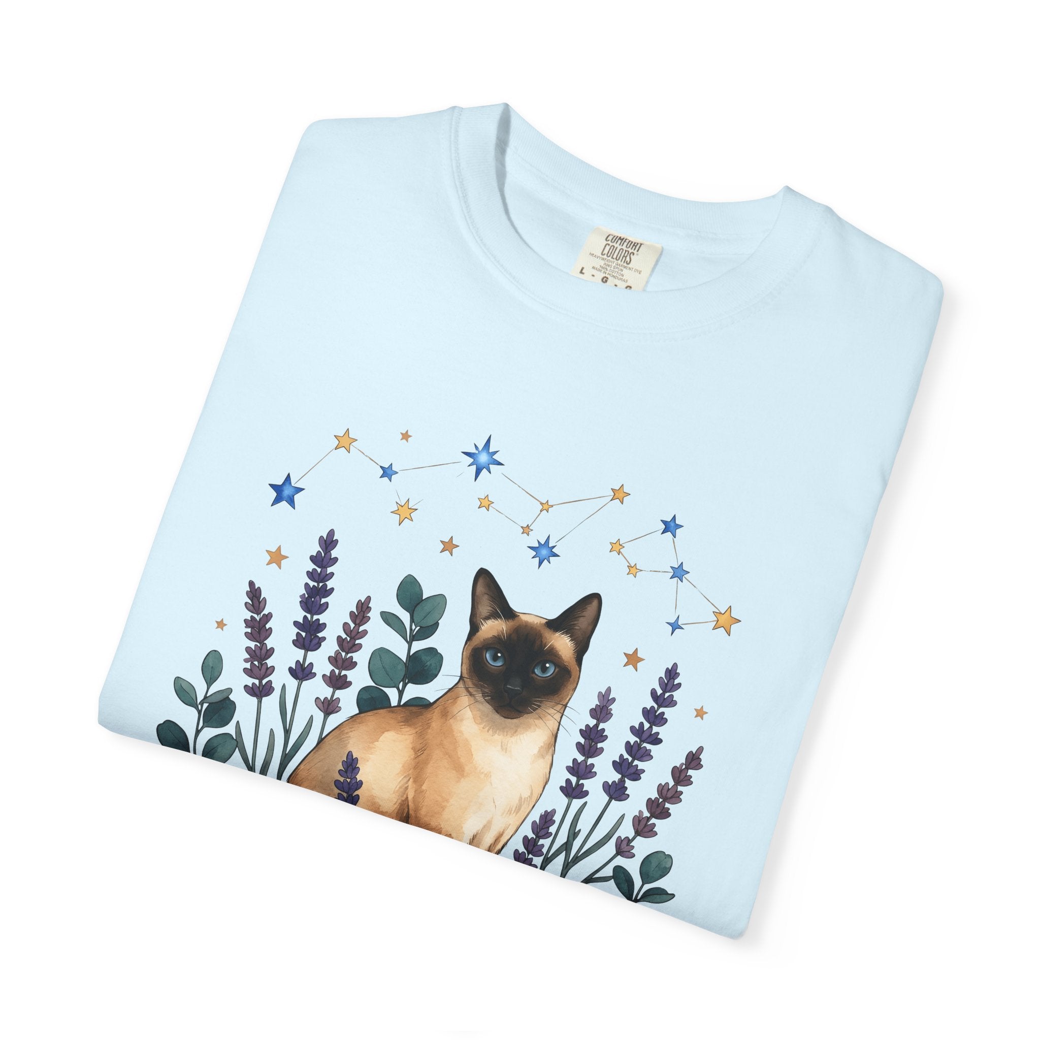 Siamese Cat Shirt Cat Astrology Gift Women Watercolor Tee Cat T-Shirt Cat Fan Zodiac Graphic Cat Boho Lavender Tshirt