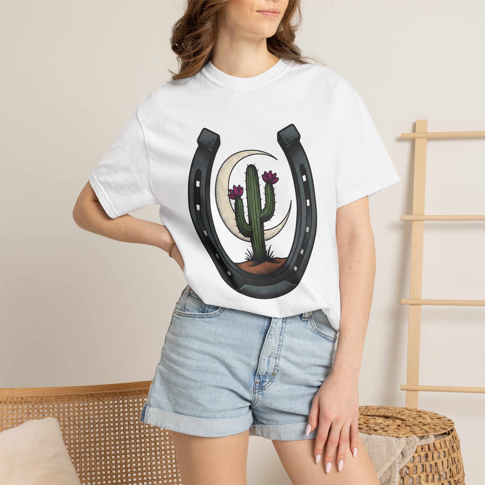 Succulent Horseshoe Shirt Cowgirl Rodeo Gift Women Southwestern Tee Succulent T-Shirt Cowboy Fan Western Tshirt Rodeo Graphic Retro Crescent