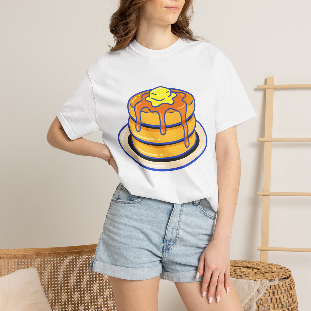 Pancake Stack Shirt Desserts Breakfast Gift Women Cartoon Tee Pancakes T-Shirt Sweets Fan Cute Tshirt Morning Graphic Retro Syrup Tshirt