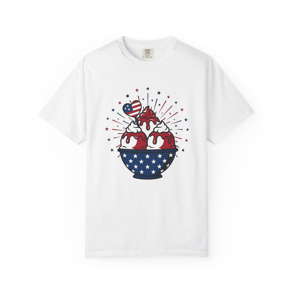 Ice Cream Scoop Shirt Desserts America Gift Women Kawaii Tee Ice Cream Ball T-Shirt Sweets Fan Cute Tshirt Usa Graphic Classic Glitter